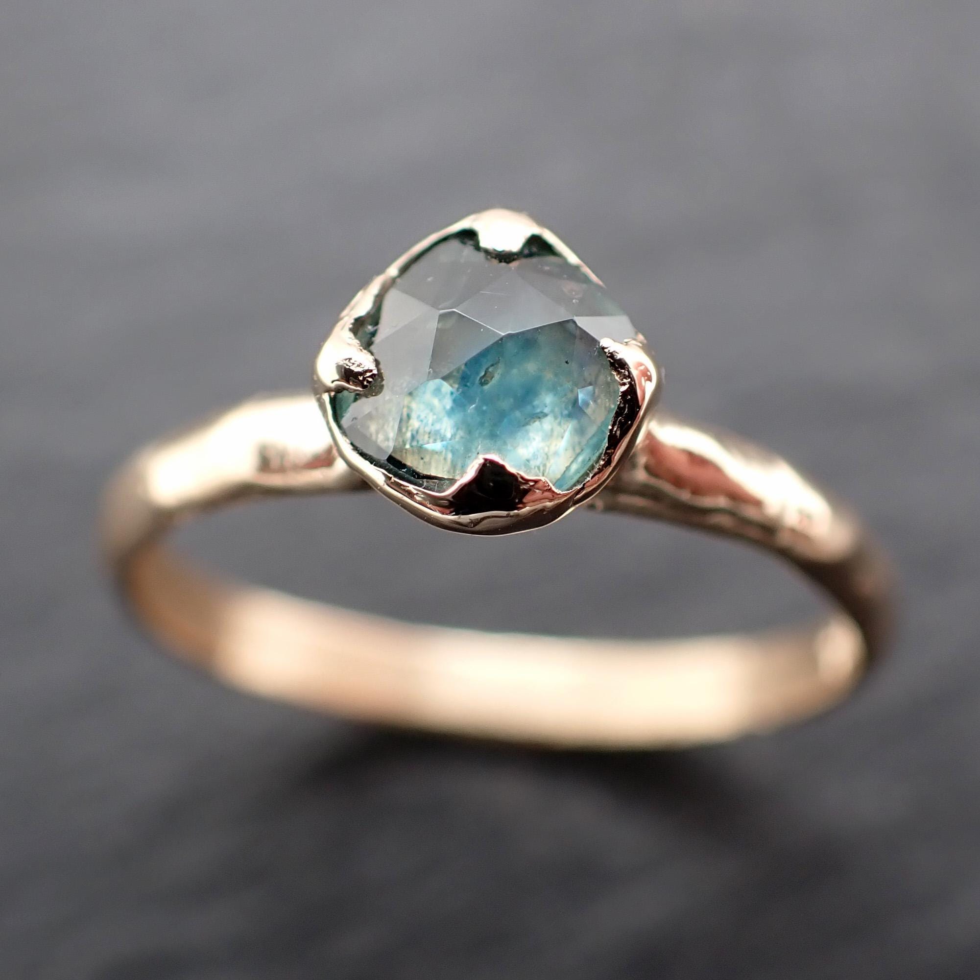 Montana Sapphire Solitaire Engagement Ring | Rose Cut Sapphire in 14k Yellow Gold | Rustic Elegance Wedding Ring | Custom by Angeline