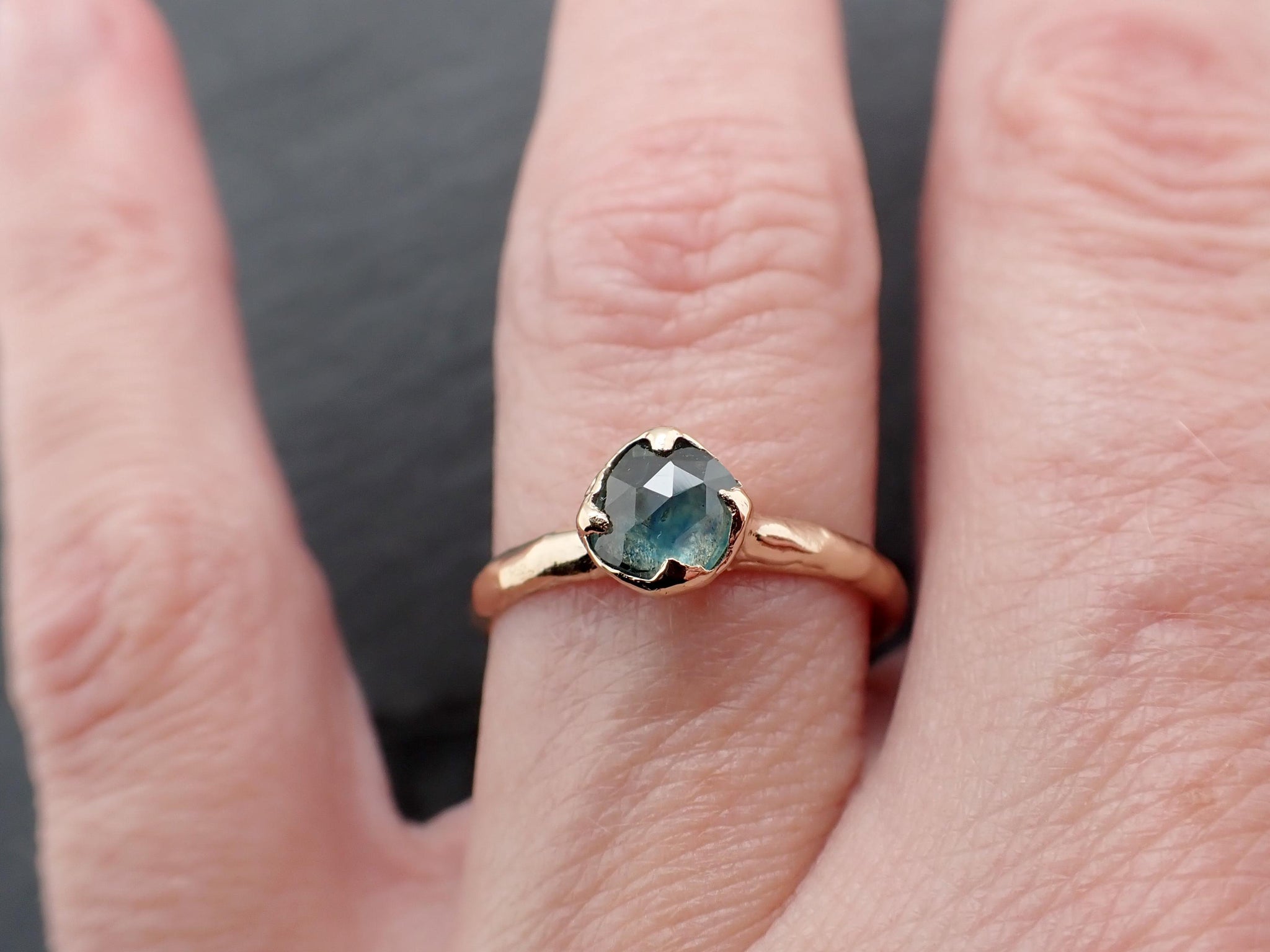 Montana Sapphire Solitaire Engagement Ring | Rose Cut Sapphire in 14k Yellow Gold | Rustic Elegance Wedding Ring | Custom by Angeline