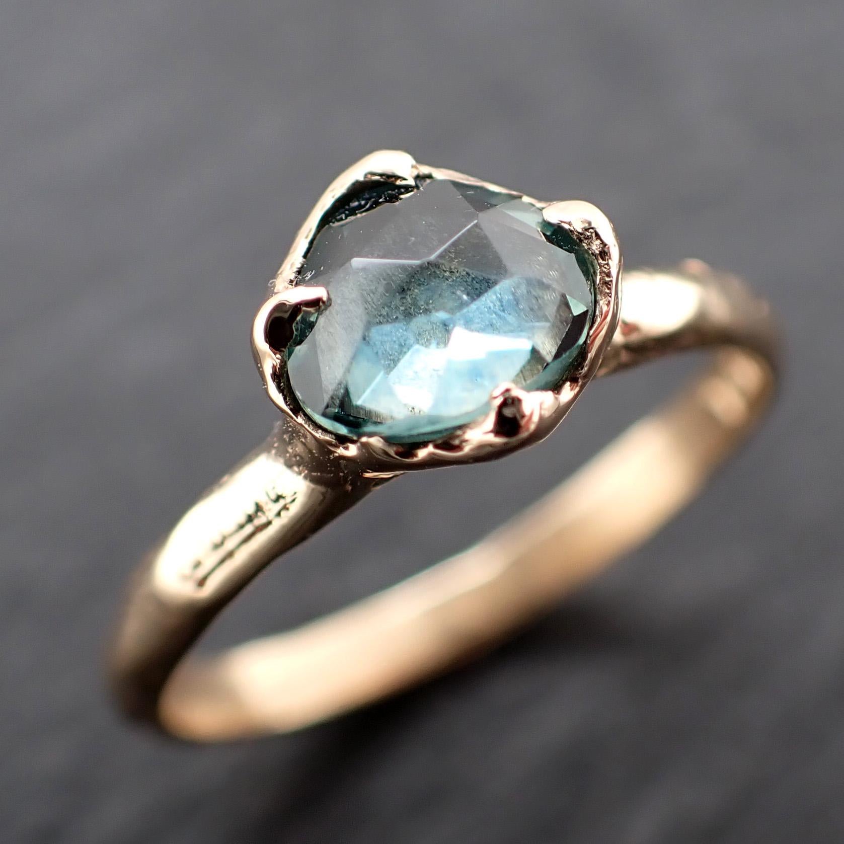 Montana Sapphire Solitaire Engagement Ring | Rose Cut Sapphire in 14k Yellow Gold | Rustic Elegance Wedding Ring | Custom by Angeline