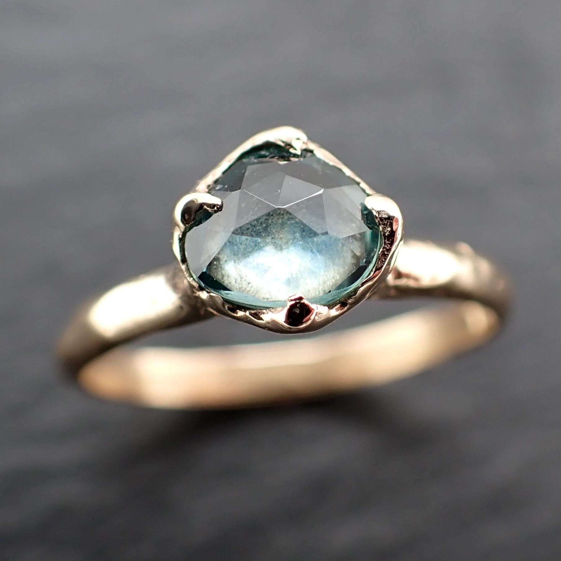 Montana Sapphire Solitaire Engagement Ring | Rose Cut Sapphire in 14k Yellow Gold | Rustic Elegance Wedding Ring | Custom by Angeline