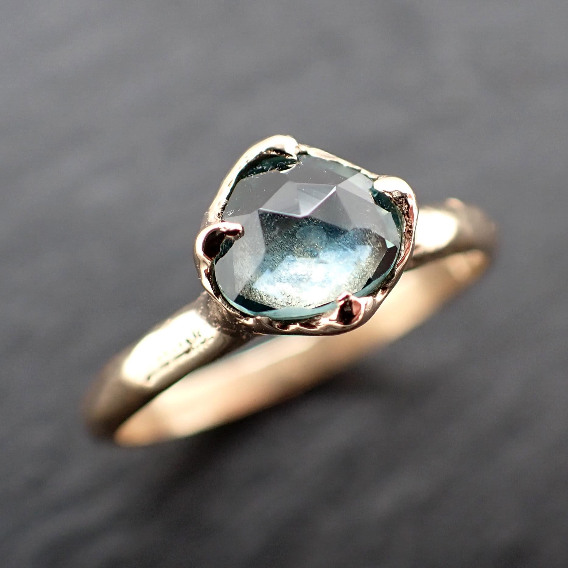 Montana Sapphire Solitaire Engagement Ring | Rose Cut Sapphire in 14k Yellow Gold | Rustic Elegance Wedding Ring | Custom by Angeline