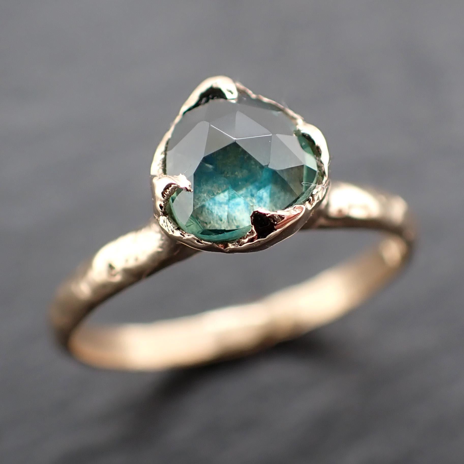 Montana Sapphire Solitaire Engagement Ring | Rose Cut Sapphire in 14k Yellow Gold | Rustic Elegance Wedding Ring | Custom by Angeline