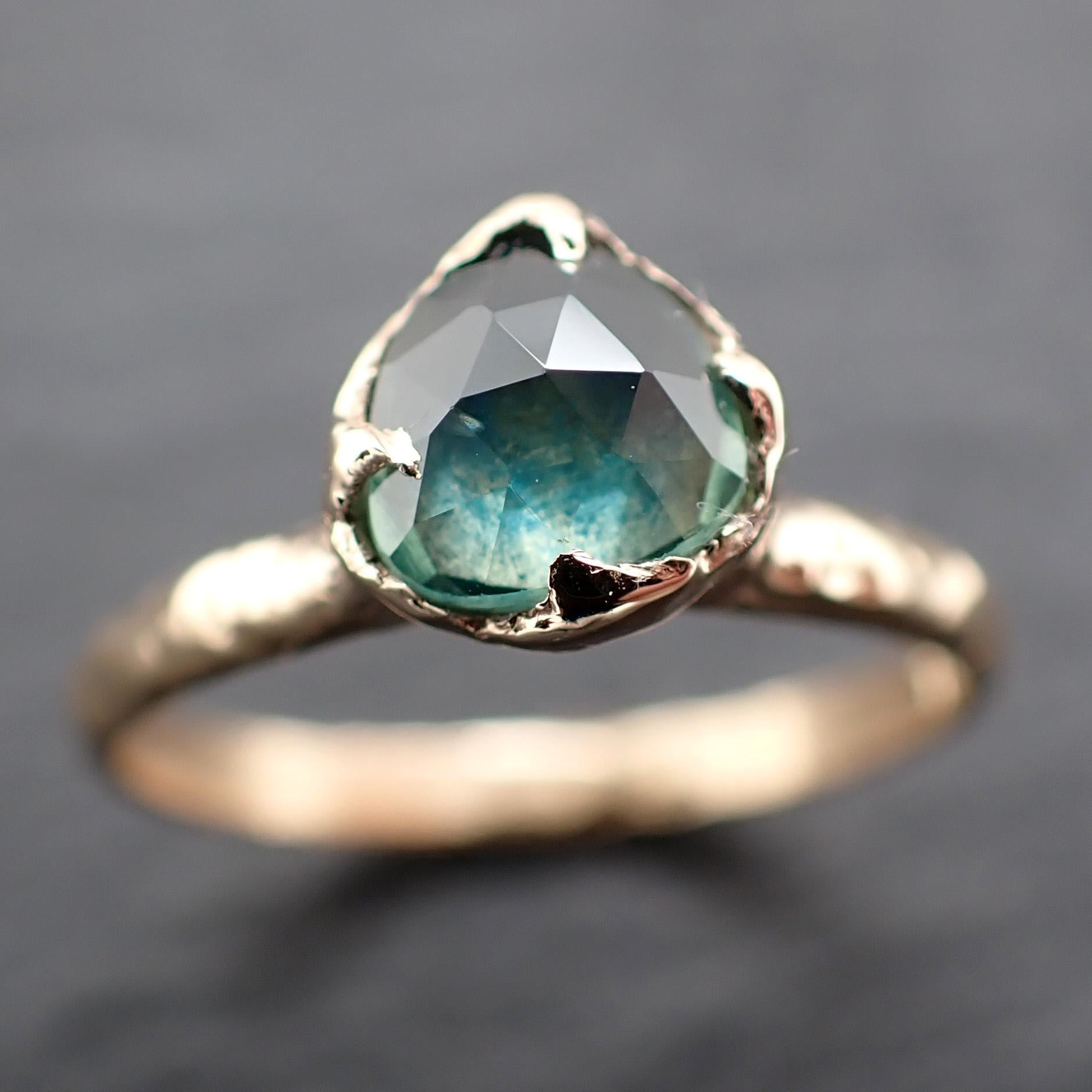 Montana Sapphire Solitaire Engagement Ring | Rose Cut Sapphire in 14k Yellow Gold | Rustic Elegance Wedding Ring | Custom by Angeline