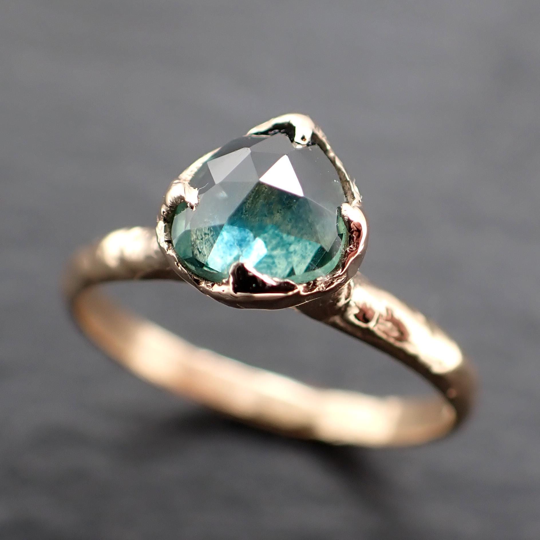 Montana Sapphire Solitaire Engagement Ring | Rose Cut Sapphire in 14k Yellow Gold | Rustic Elegance Wedding Ring | Custom by Angeline