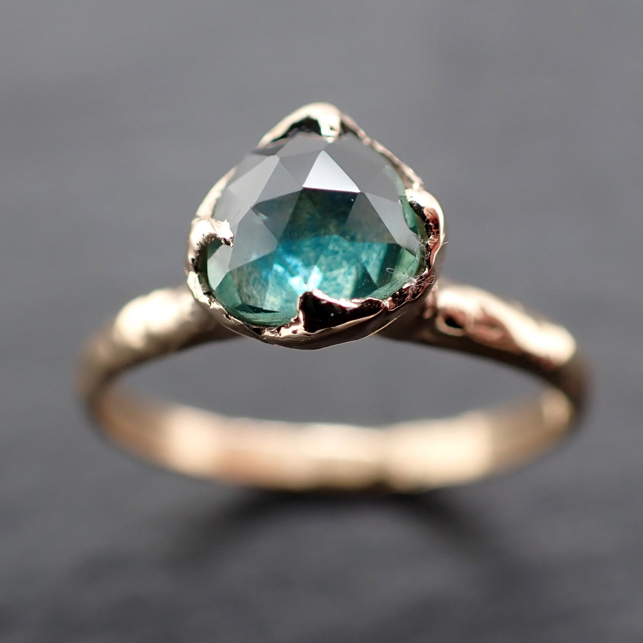 Montana Sapphire Solitaire Engagement Ring | Rose Cut Sapphire in 14k Yellow Gold | Rustic Elegance Wedding Ring | Custom by Angeline