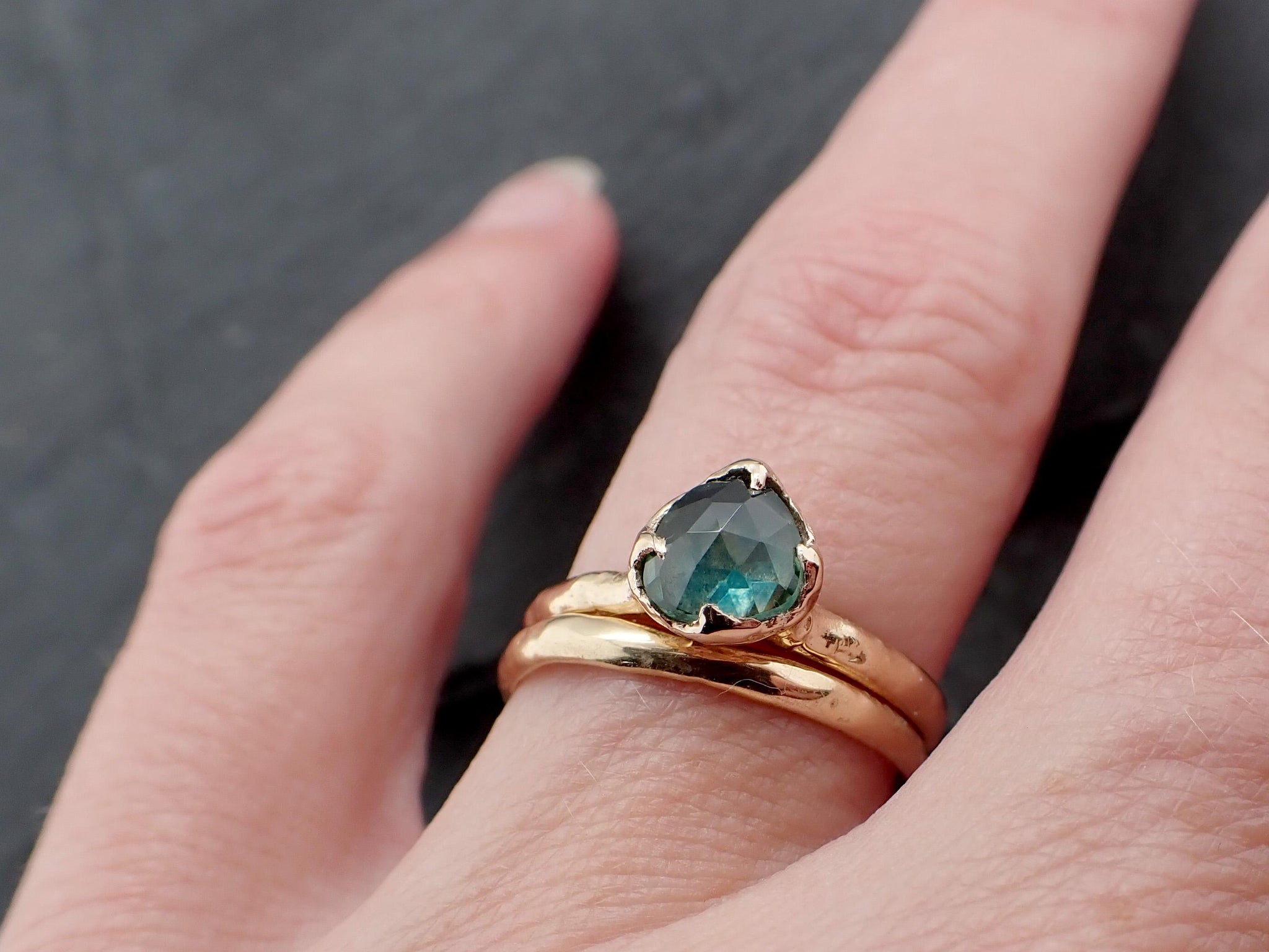 Montana Sapphire Solitaire Engagement Ring | Rose Cut Sapphire in 14k Yellow Gold | Rustic Elegance Wedding Ring | Custom by Angeline