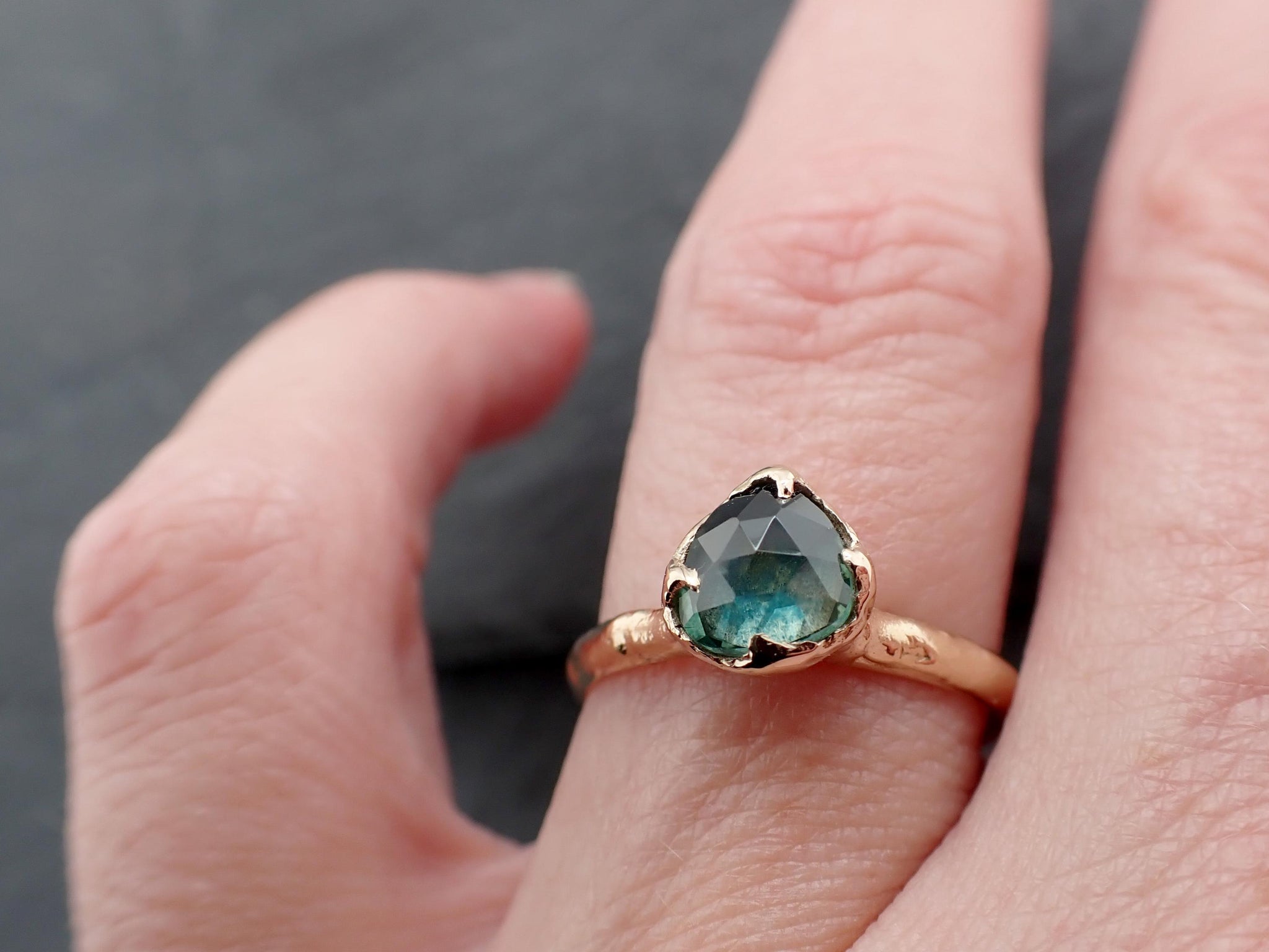 Montana Sapphire Solitaire Engagement Ring | Rose Cut Sapphire in 14k Yellow Gold | Rustic Elegance Wedding Ring | Custom by Angeline