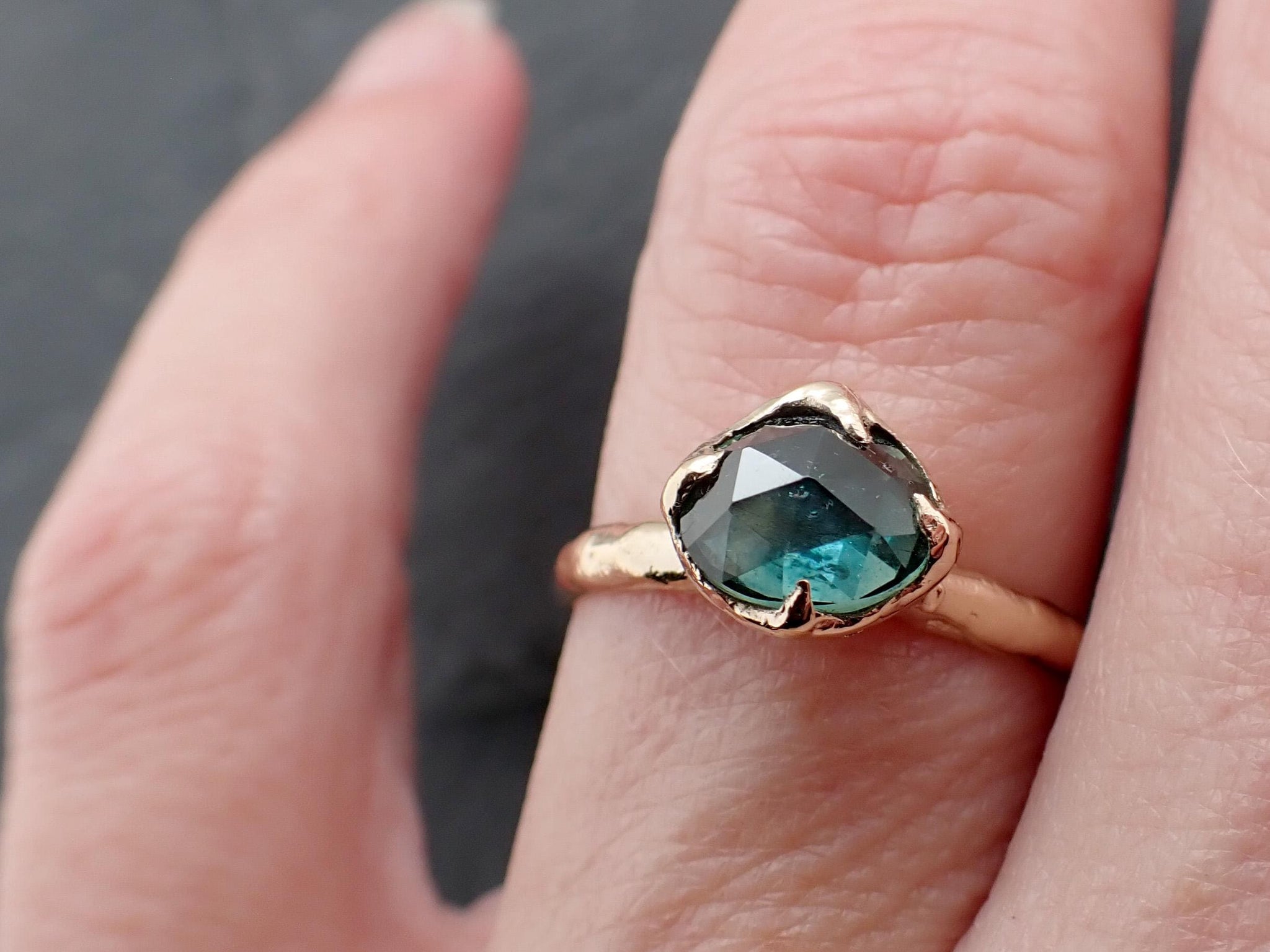 Montana Sapphire Engagement Ring | 14k Yellow Gold | Rose Cut Solitaire | Handmade byAngeline 3593