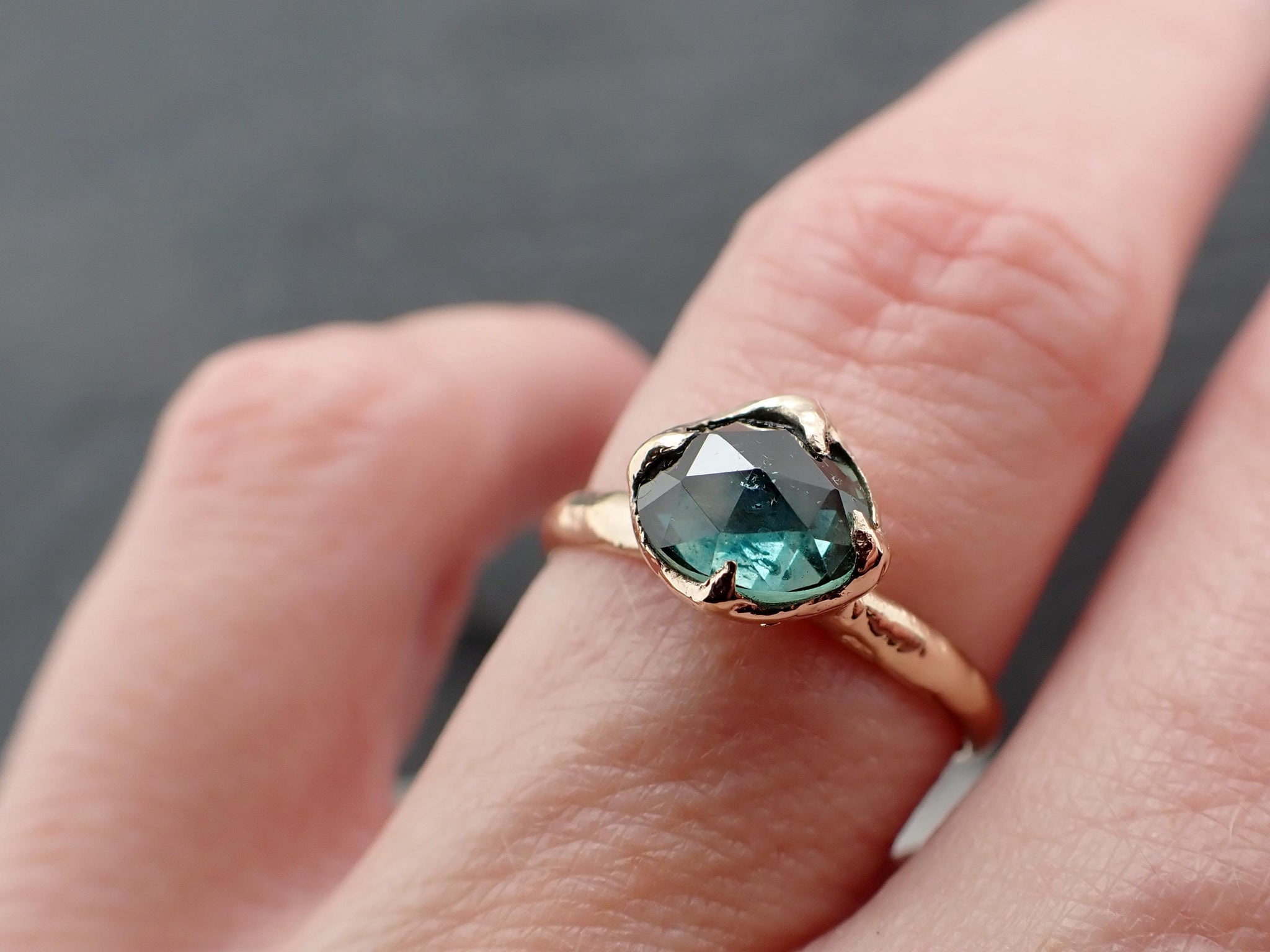 Montana Sapphire Engagement Ring | 14k Yellow Gold | Rose Cut Solitaire | Handmade byAngeline 3593