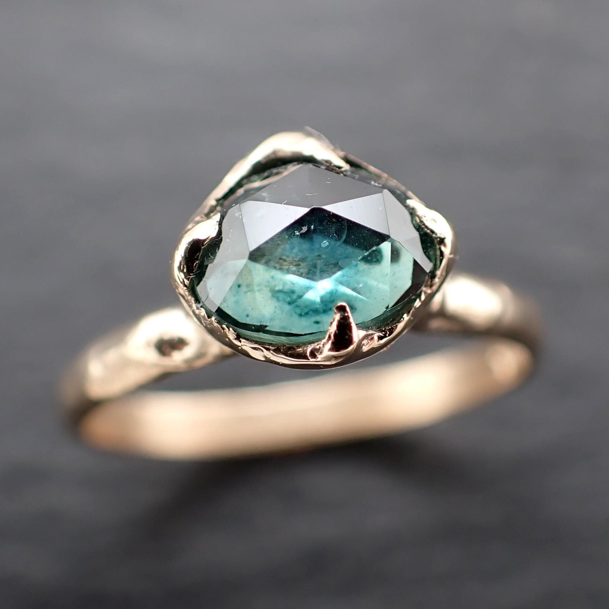 Montana Sapphire Engagement Ring | 14k Yellow Gold | Rose Cut Solitaire | Handmade byAngeline 3593