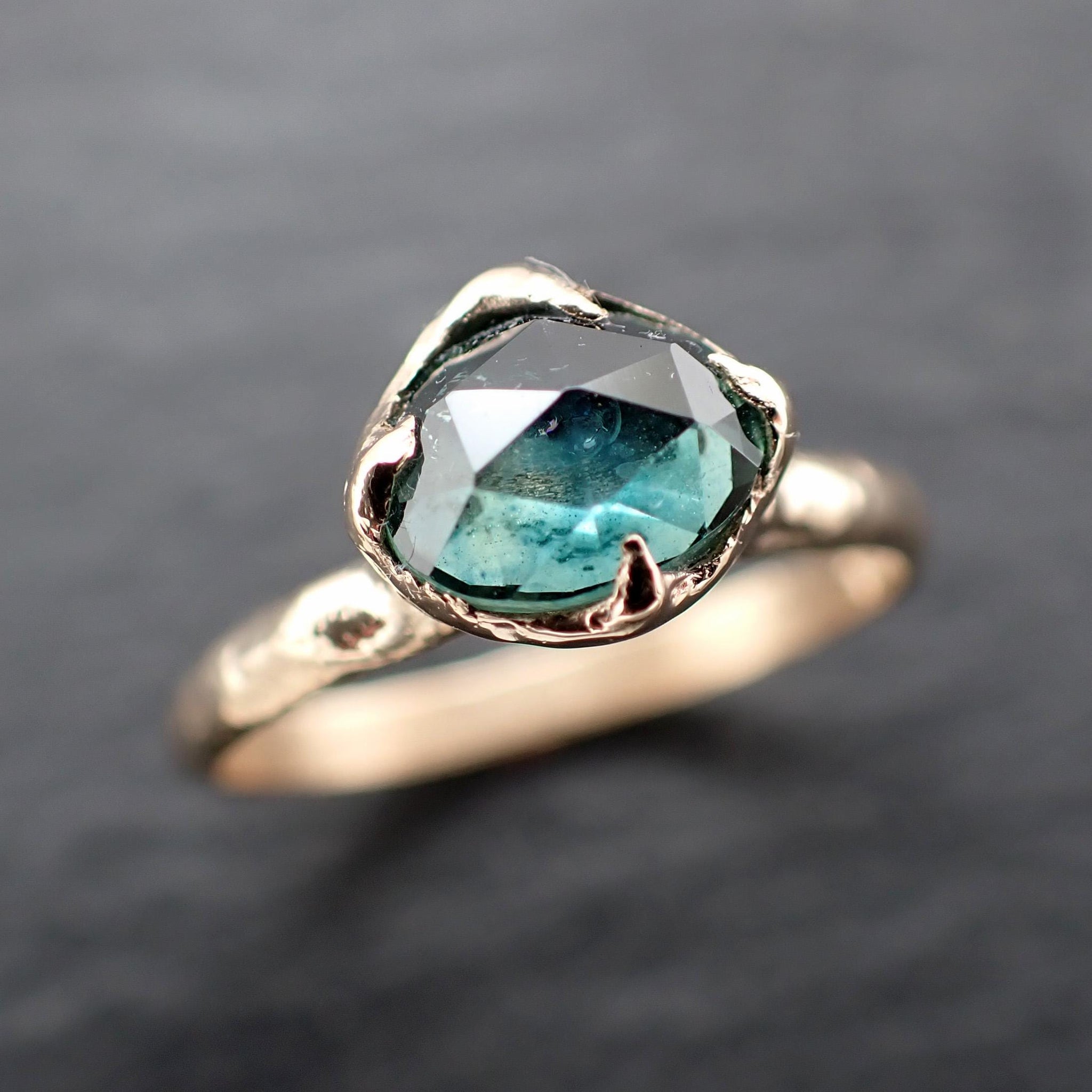 Montana Sapphire Engagement Ring | 14k Yellow Gold | Rose Cut Solitaire | Handmade byAngeline 3593