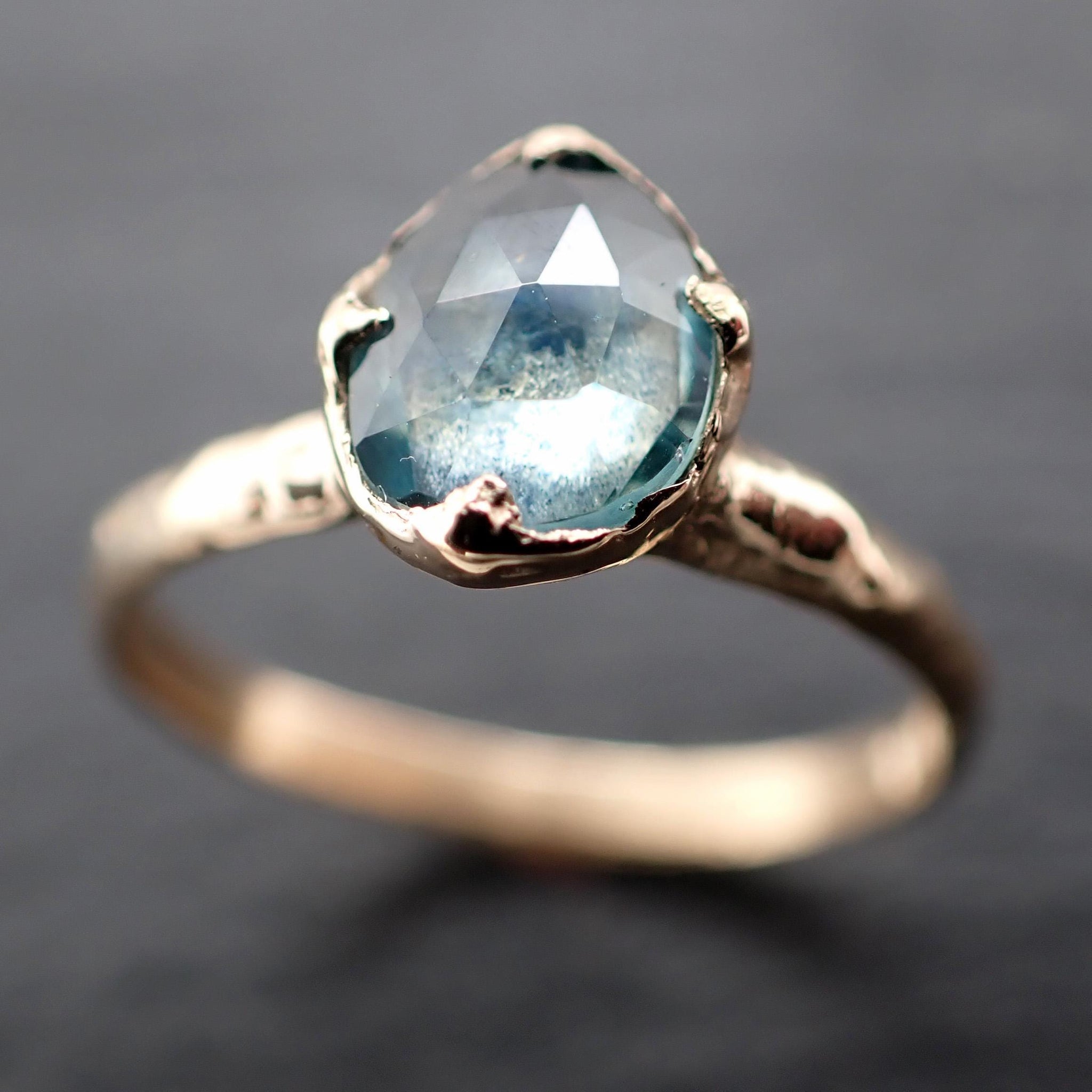 Montana Sapphire Solitaire Engagement Ring | Rose Cut Sapphire in 14k Yellow Gold | Rustic Elegance Wedding Ring | Custom by Angeline