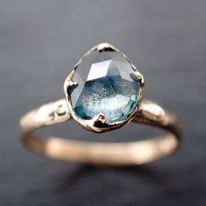 Montana Ice Blue Sapphire Solitaire Engagement Ring Rose Cut