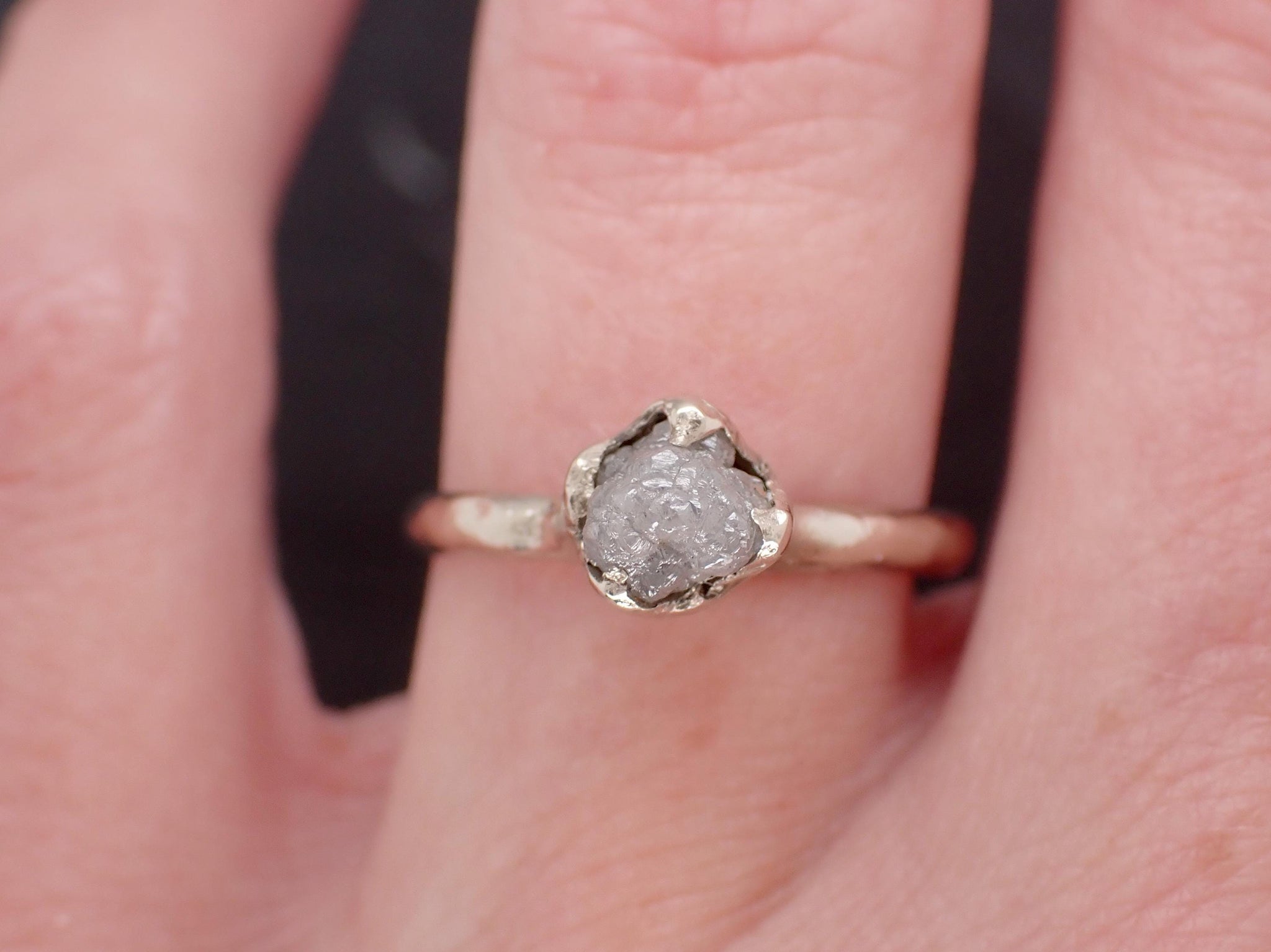 Raw Diamond Engagement Ring • Rough White Diamond Solitaire • 14k White Gold Organic Wedding Ring