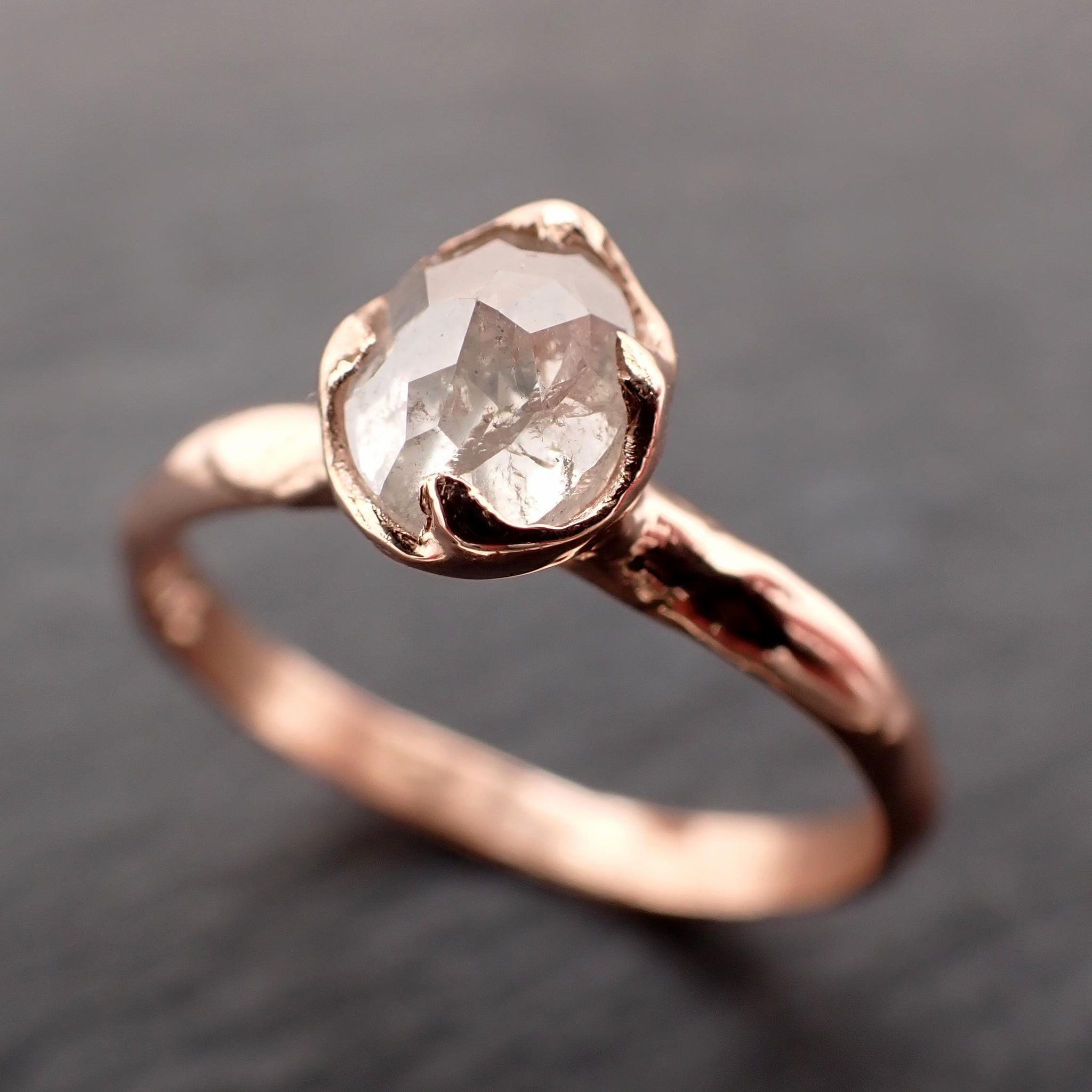 Rose Cut Oval Diamond Ring • 14k Rose Gold • Solitaire Engagement Ring • Handmade by Angeline 3604