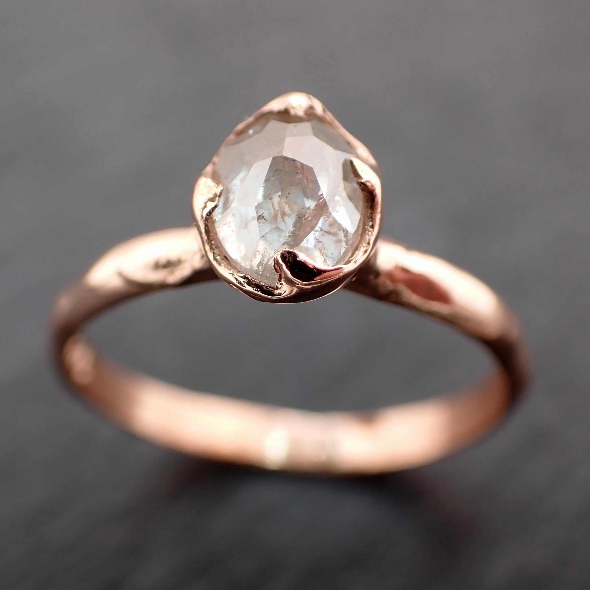 Rose Cut Oval Diamond Ring • 14k Rose Gold • Solitaire Engagement Ring • Handmade by Angeline 3604