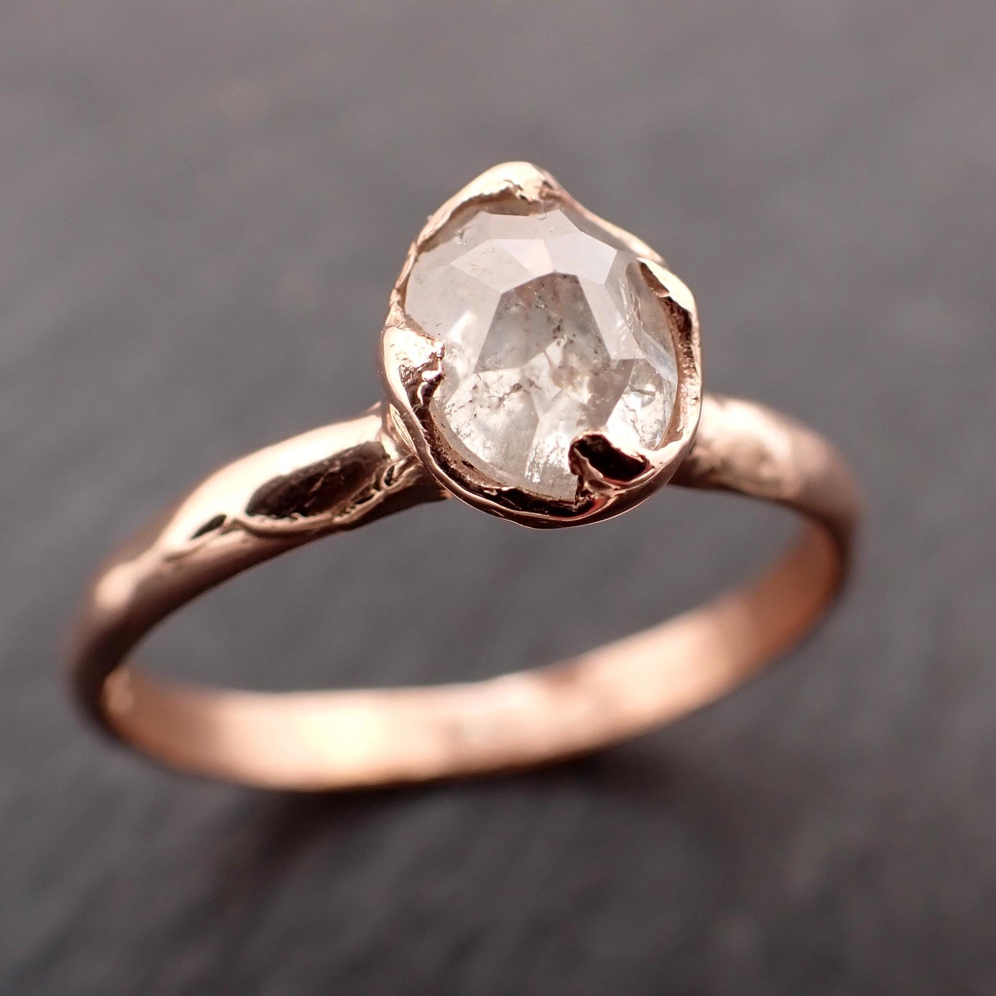 Rose Cut Oval Diamond Ring • 14k Rose Gold • Solitaire Engagement Ring • Handmade by Angeline 3604