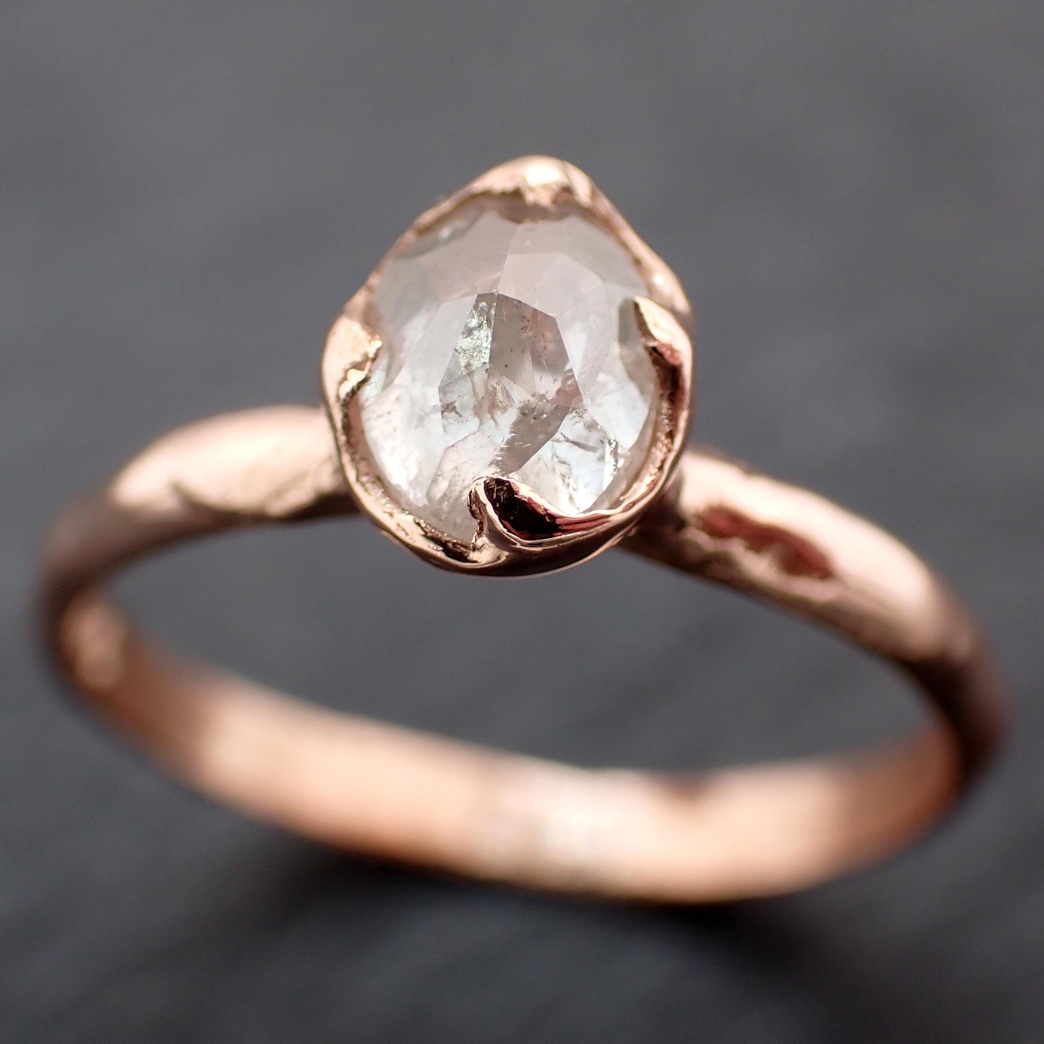 Rose Cut Oval Diamond Ring • 14k Rose Gold • Solitaire Engagement Ring • Handmade by Angeline 3604