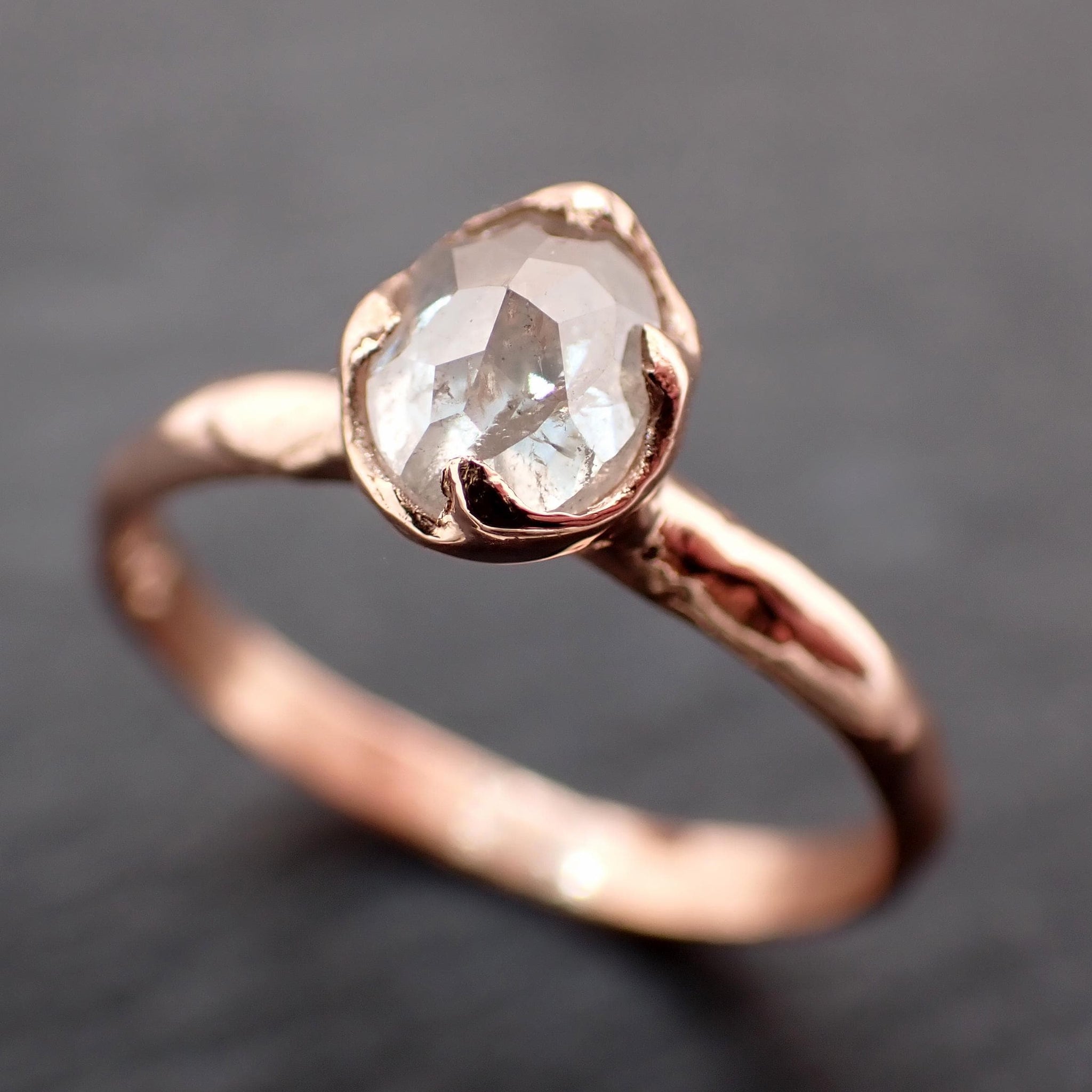 Rose Cut Oval Diamond Ring • 14k Rose Gold • Solitaire Engagement Ring • Handmade by Angeline 3604