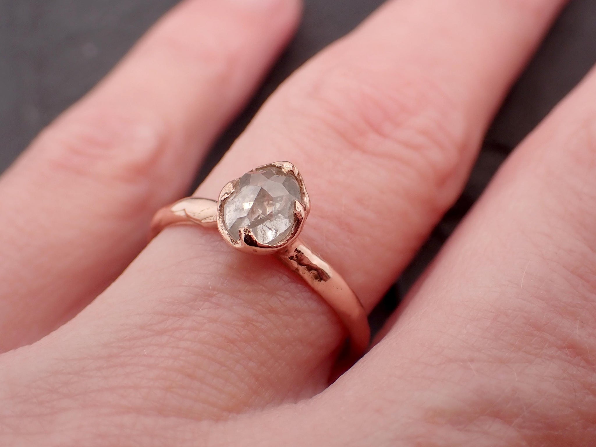 Rose Cut Oval Diamond Ring • 14k Rose Gold • Solitaire Engagement Ring • Handmade by Angeline 3604