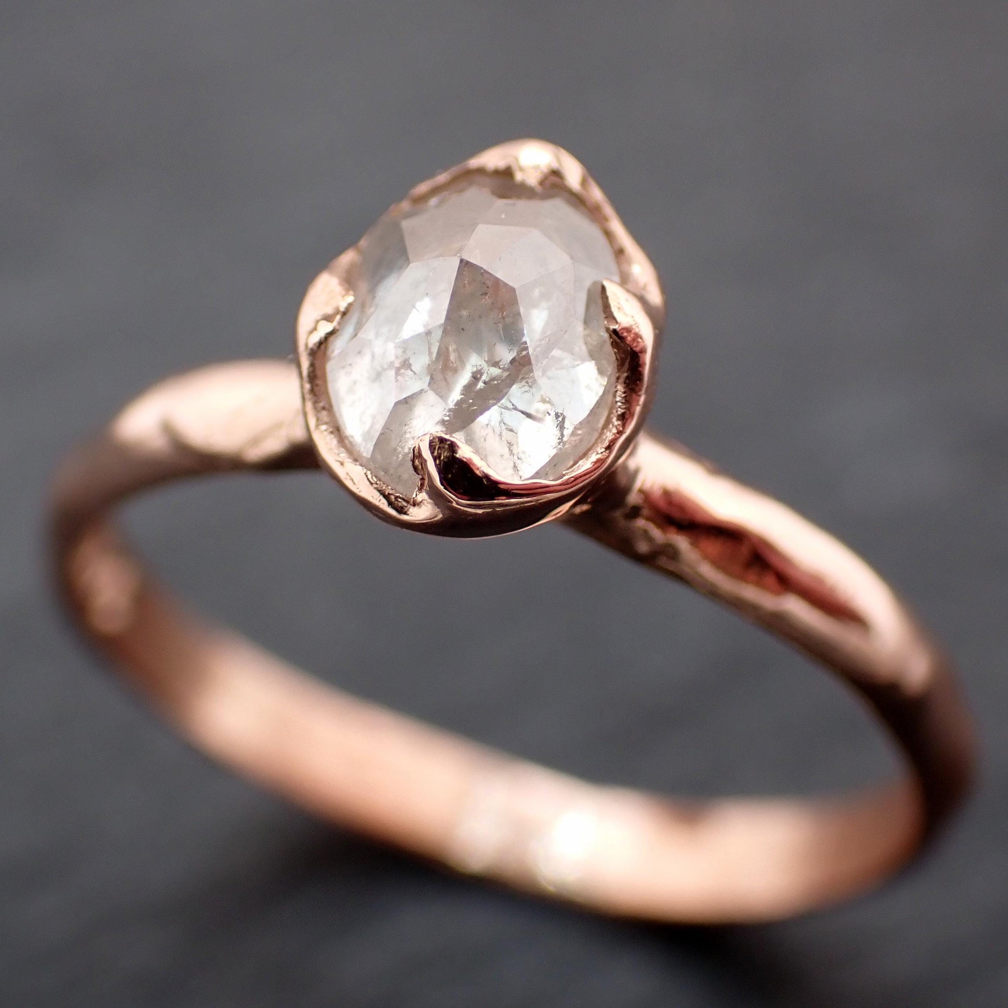 Rose Cut Oval Diamond Ring • 14k Rose Gold • Solitaire Engagement Ring • Handmade by Angeline 3604