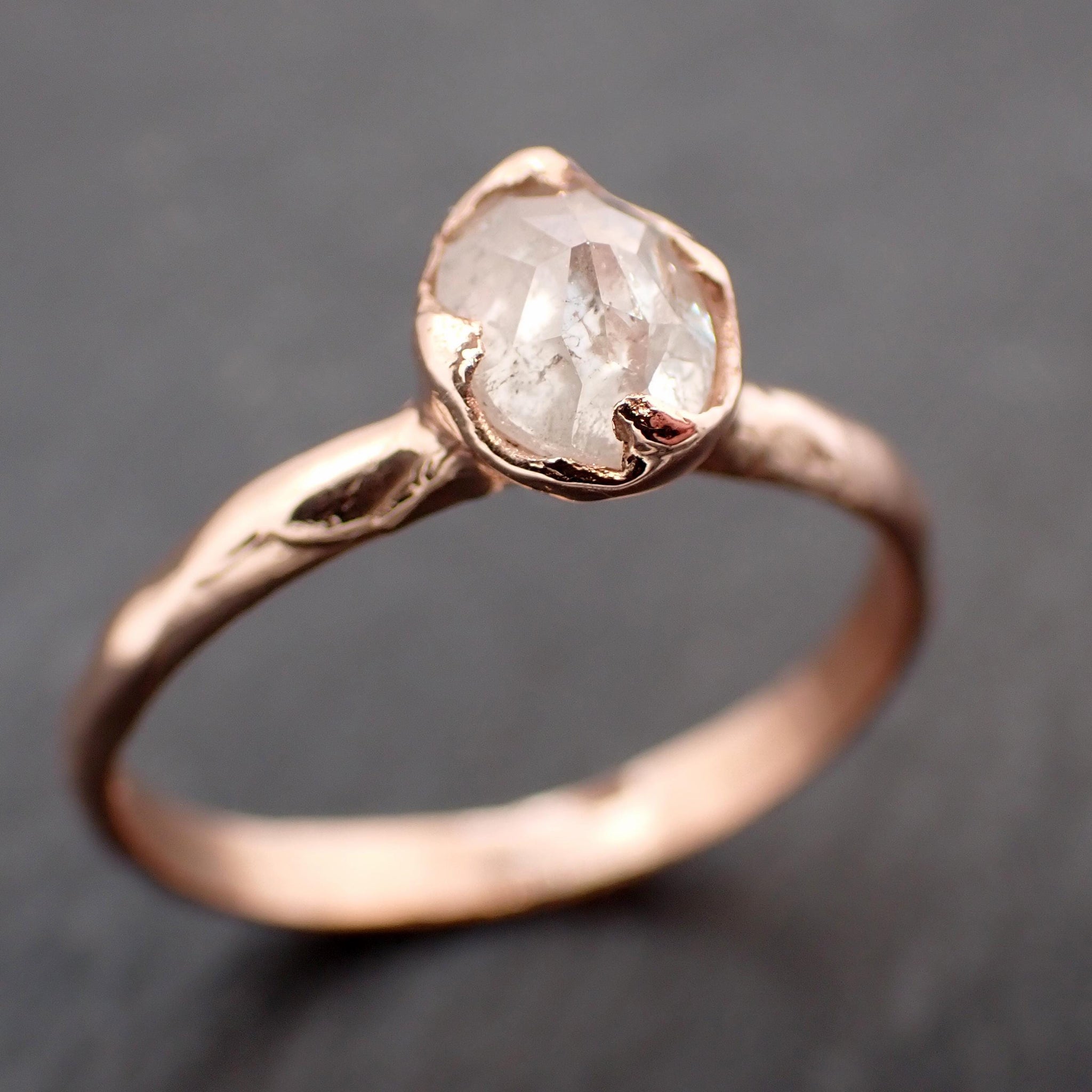 Rose Cut Oval Diamond Ring • 14k Rose Gold • Solitaire Engagement Ring • Handmade by Angeline 3604