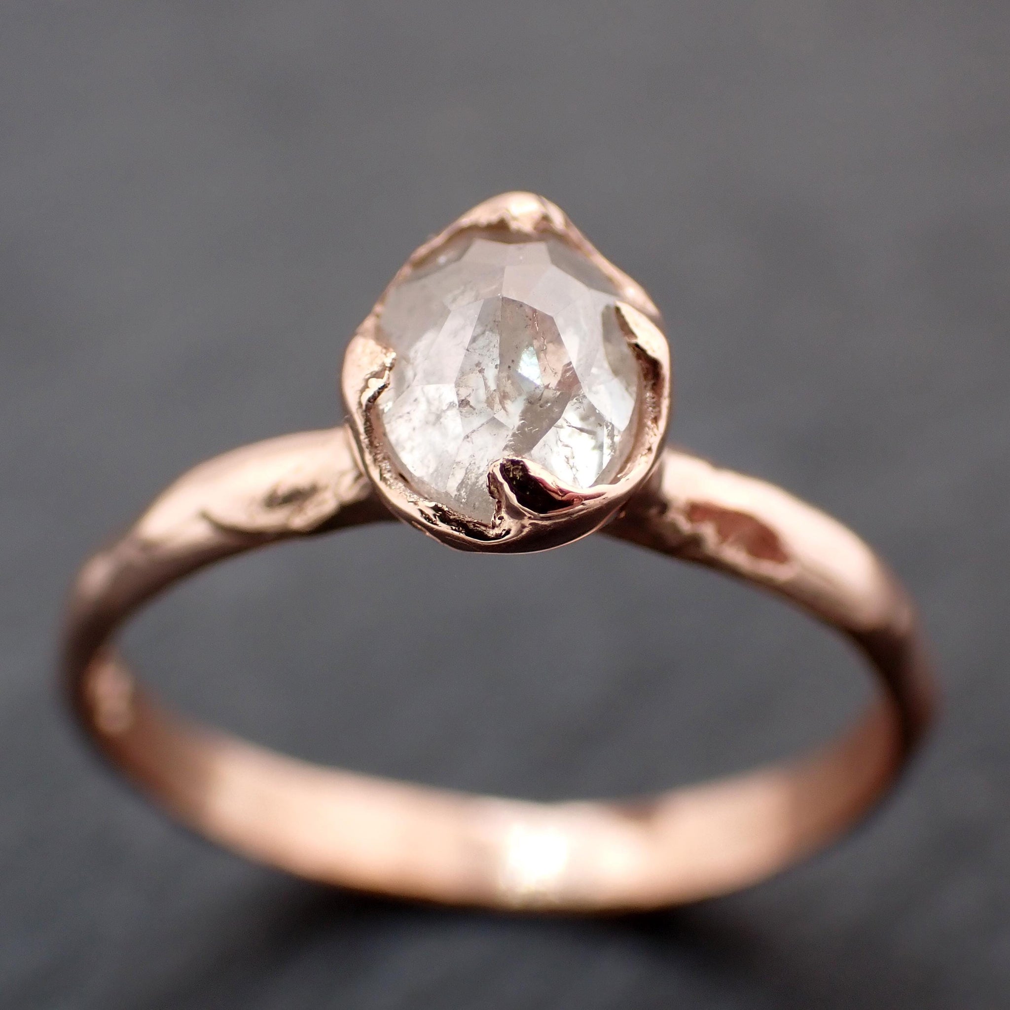 Rose Cut Oval Diamond Ring • 14k Rose Gold • Solitaire Engagement Ring • Handmade by Angeline 3604