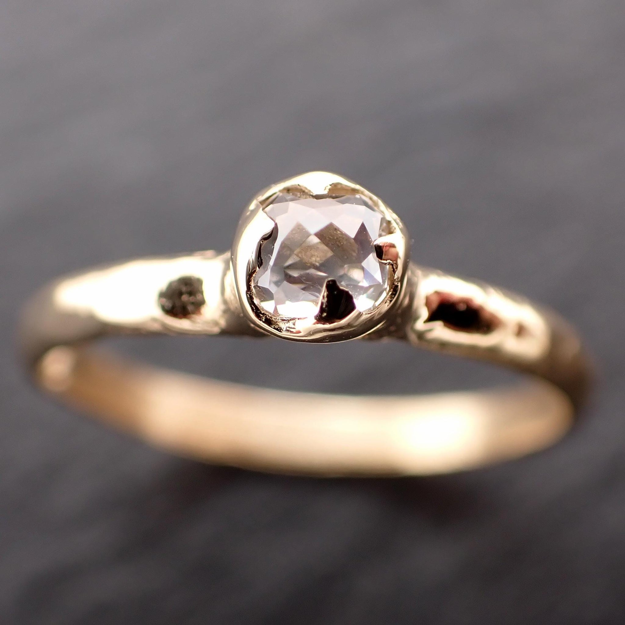 Antique-style Rose Cut Diamond Ring • 18k Yellow Gold • Solitaire Engagement Ring • Handmade byAngeline 3609