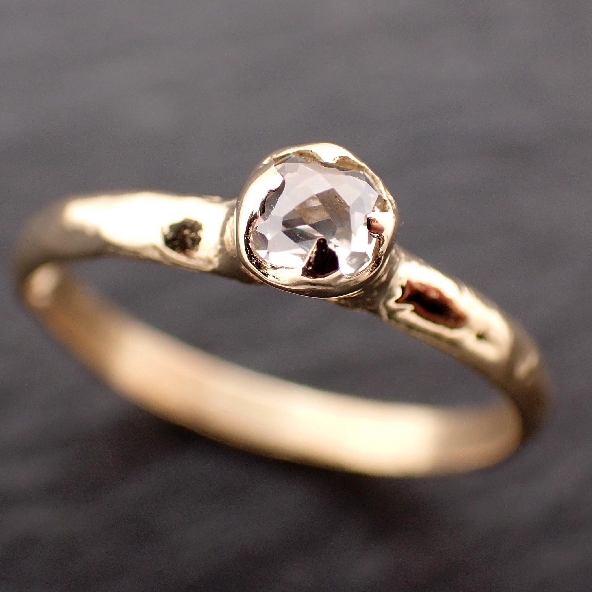 Antique-style Rose Cut Diamond Ring • 18k Yellow Gold • Solitaire Engagement Ring • Handmade byAngeline 3609