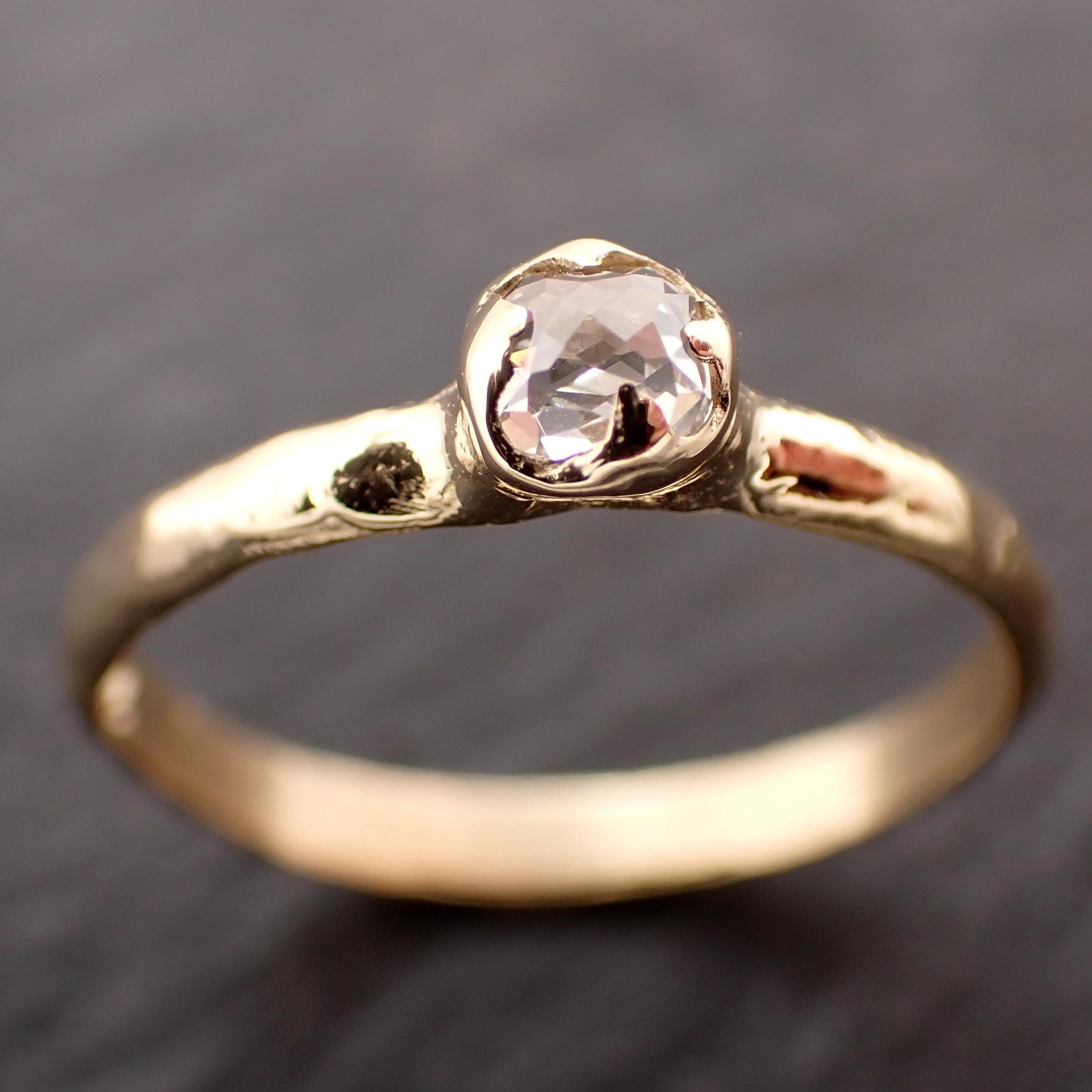 Antique-style Rose Cut Diamond Ring • 18k Yellow Gold • Solitaire Engagement Ring • Handmade byAngeline 3609