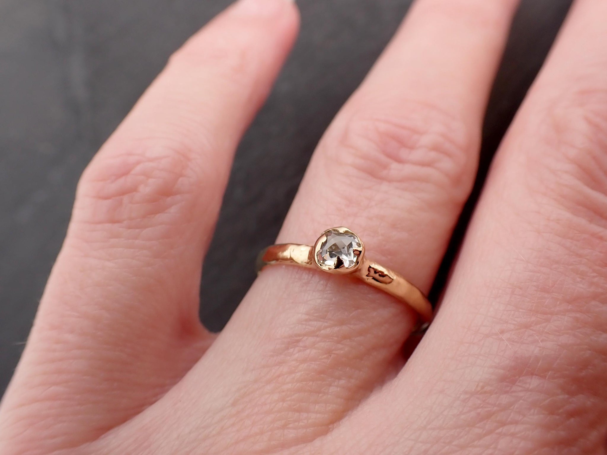 Antique-style Rose Cut Diamond Ring • 18k Yellow Gold • Solitaire Engagement Ring • Handmade byAngeline 3609