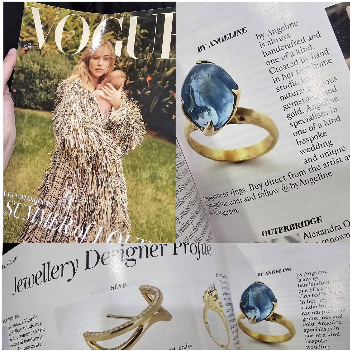 Montana Sapphire Solitaire Engagement Ring • 14k Rose Gold • Blue Green Rose Cut • Handmade byAngeline 3610