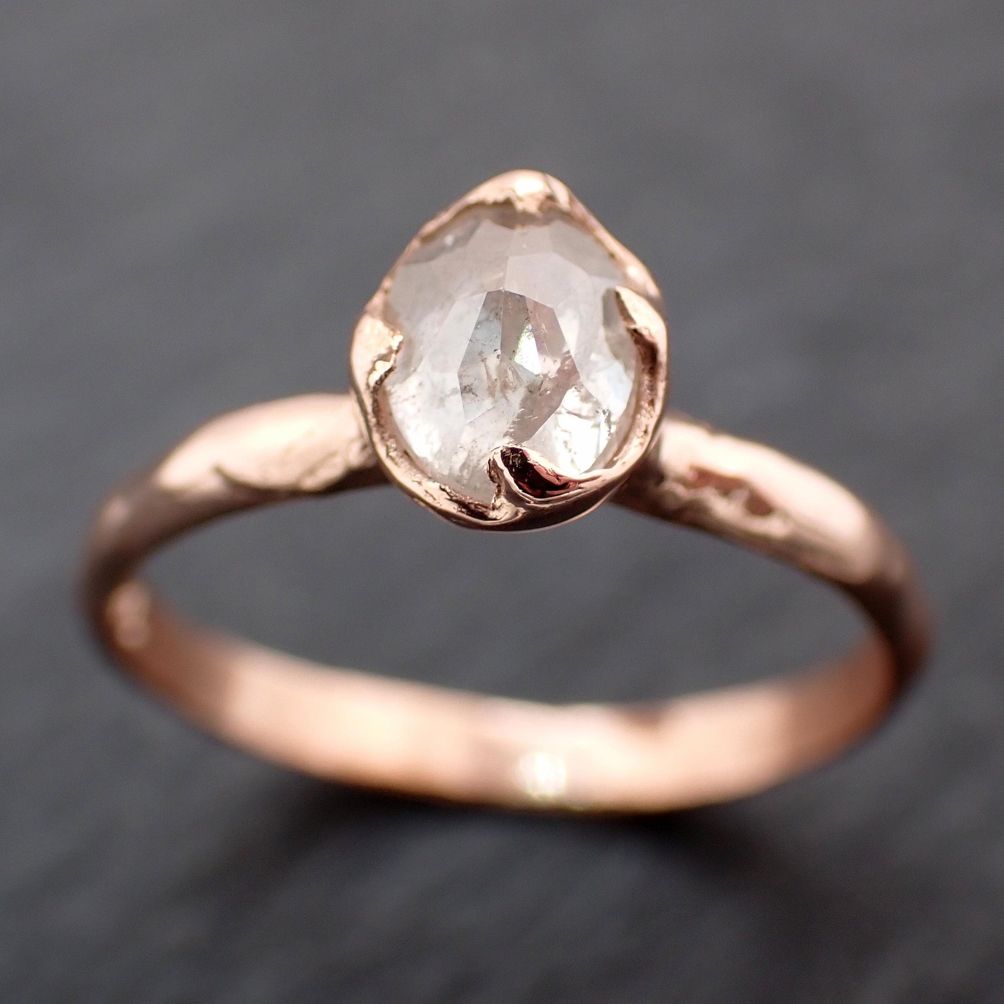 Rose Cut Oval Diamond Ring • 14k Rose Gold • Solitaire Engagement Ring • Handmade by Angeline 3604