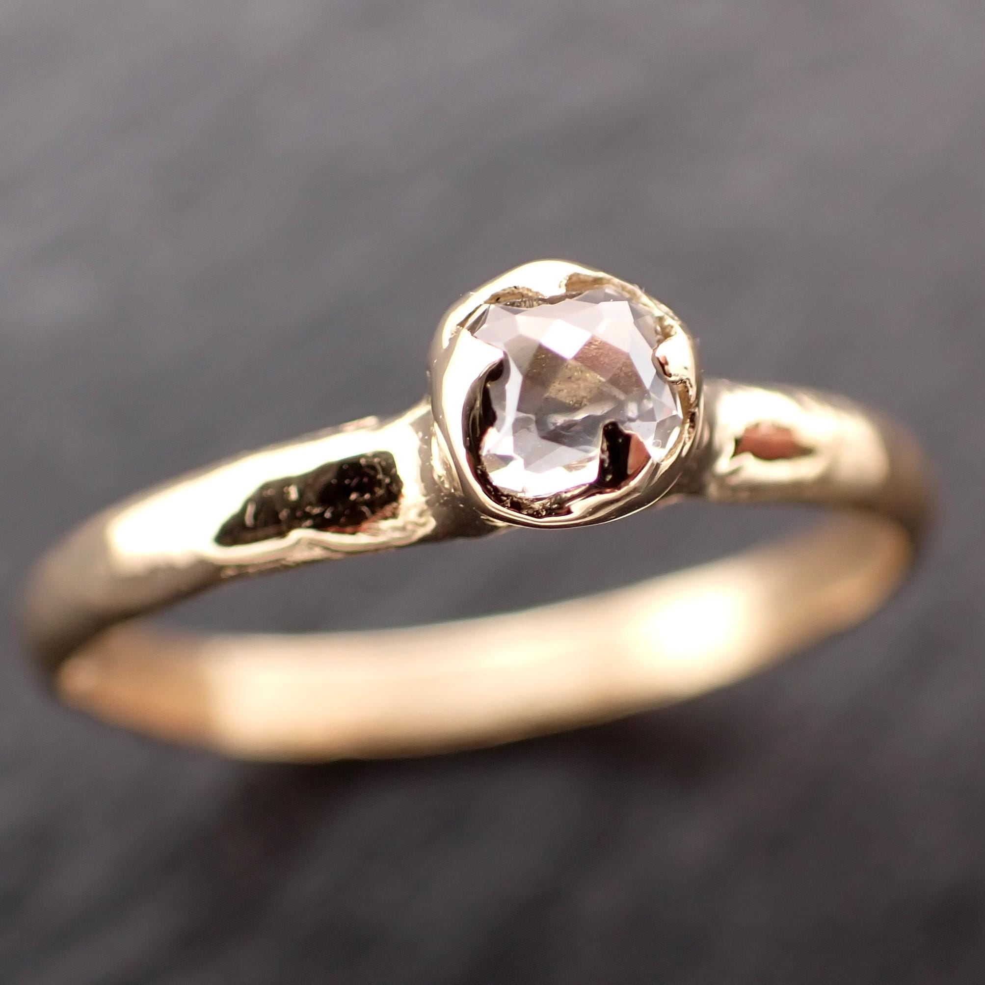 Antique-style Rose Cut Diamond Ring • 18k Yellow Gold • Solitaire Engagement Ring • Handmade byAngeline 3609