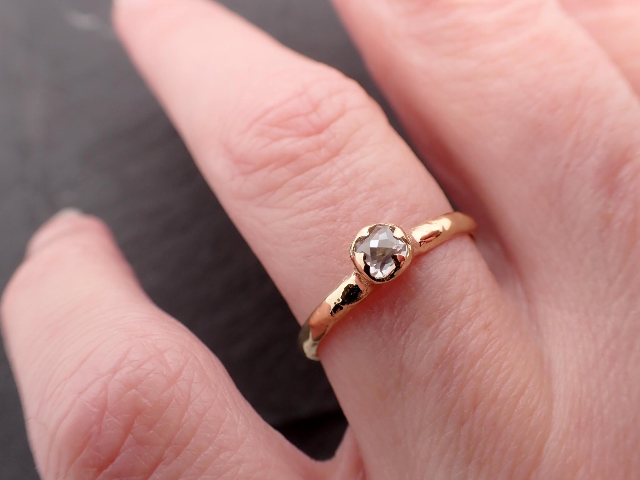 Antique-style Rose Cut Diamond Ring • 18k Yellow Gold • Solitaire Engagement Ring • Handmade byAngeline 3609