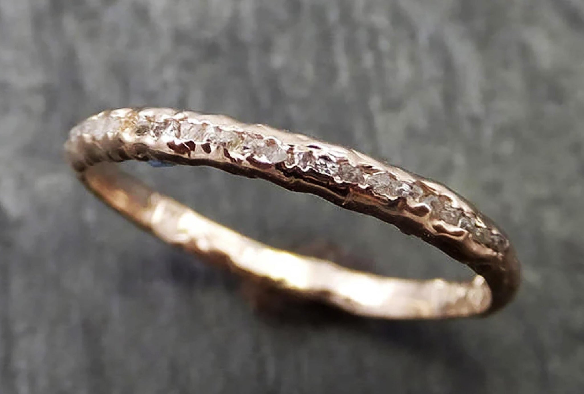 Raw Rough Uncut Diamond Wedding Band 14k Rose Gold Diamond Wedding Ring byAngeline C0651