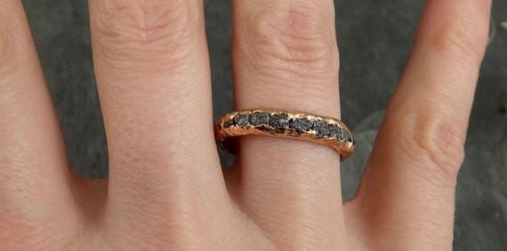 Raw Black Diamond Men's Wedding Band • Yellow White Rose Gold