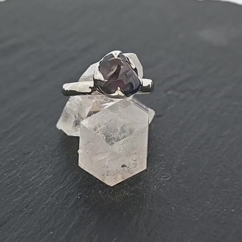 Solitaire Red Sapphire Ring • 14k White Gold • Handmade by Angeline 2661