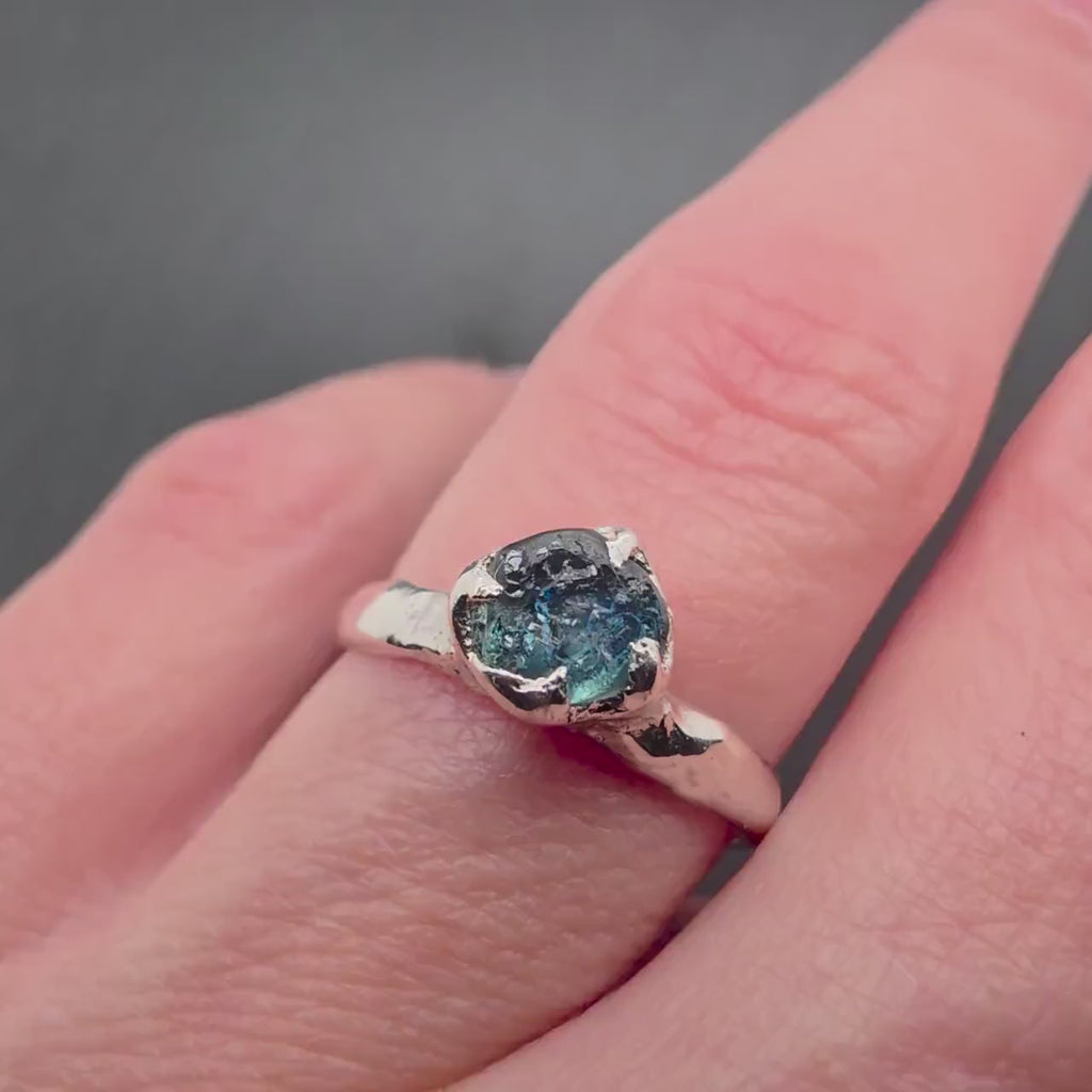 Raw Rough Montana Sapphire Ring • Sterling Silver Solitaire • Natural Montana Sapphire Engagement Ring • byAngeline SS33