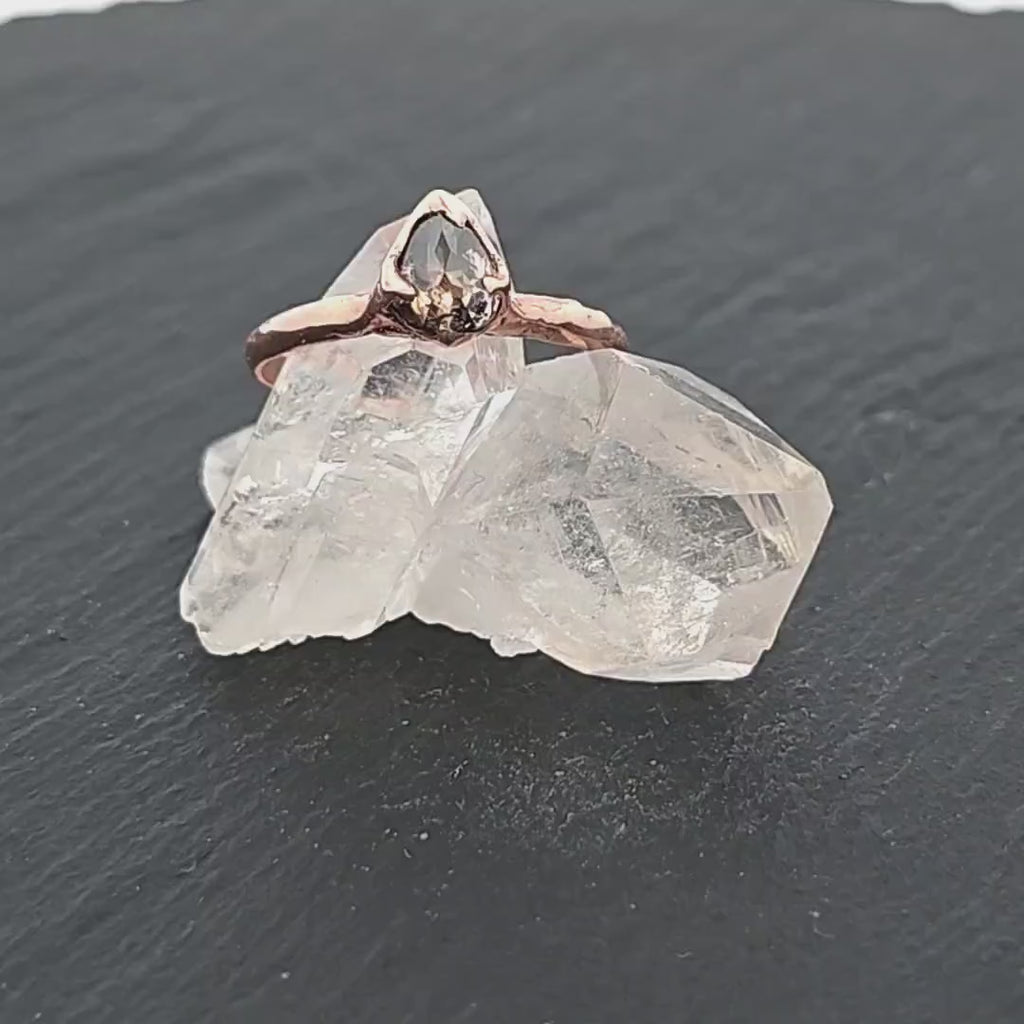 Salt and Pepper Diamond Solitaire Engagement Rings • 14k Rose Gold • Handcrafted by Angeline 2600