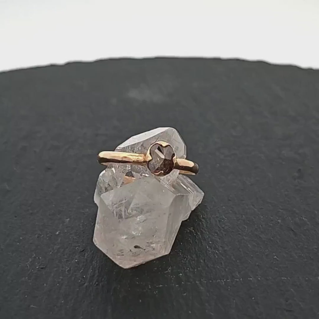 Fancy cut Cognac Diamond Solitaire Engagement 14k Yellow Gold Wedding Ring byAngeline 0813