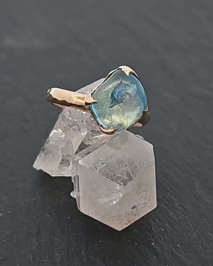 Aquamarine Solitaire Ring • 14k Yellow Gold • Handmade by Angeline 2685