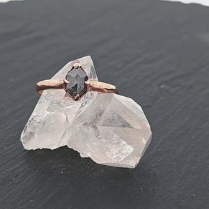 Fancy cut Salt and pepper Solitaire Diamond Engagement 14k Rose Gold Wedding Ring byAngeline 1334