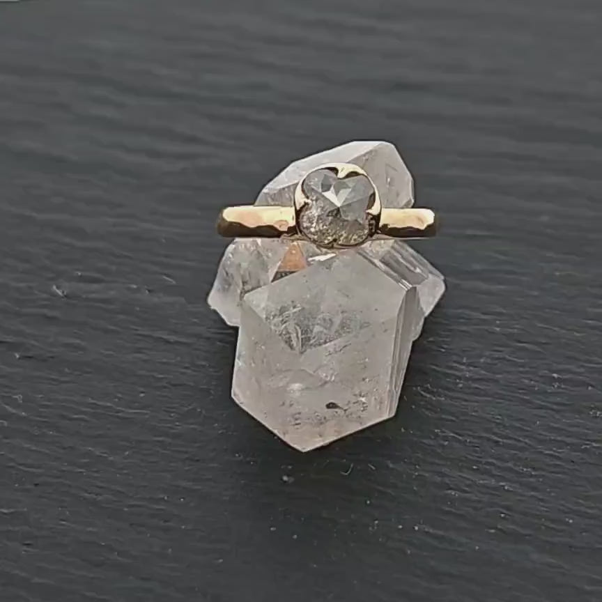 White Diamond Solitaire Engagement Ring • 18k Yellow Gold • Handmade Wedding Ring by Angeline 2808