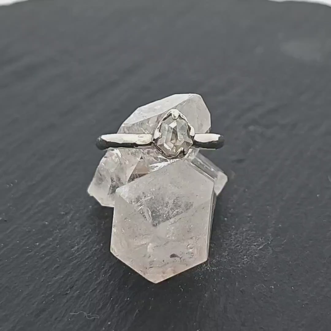 Fancy cut White Diamond Solitaire Engagement 14k White Gold Wedding Ring byAngeline 1298