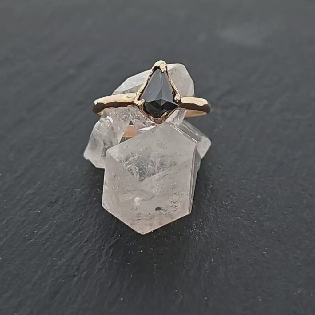 Fancy cut Salt and pepper Diamond Engagement 14k yellow Gold Wedding Ring Rough Diamond Ring byAngeline 1409