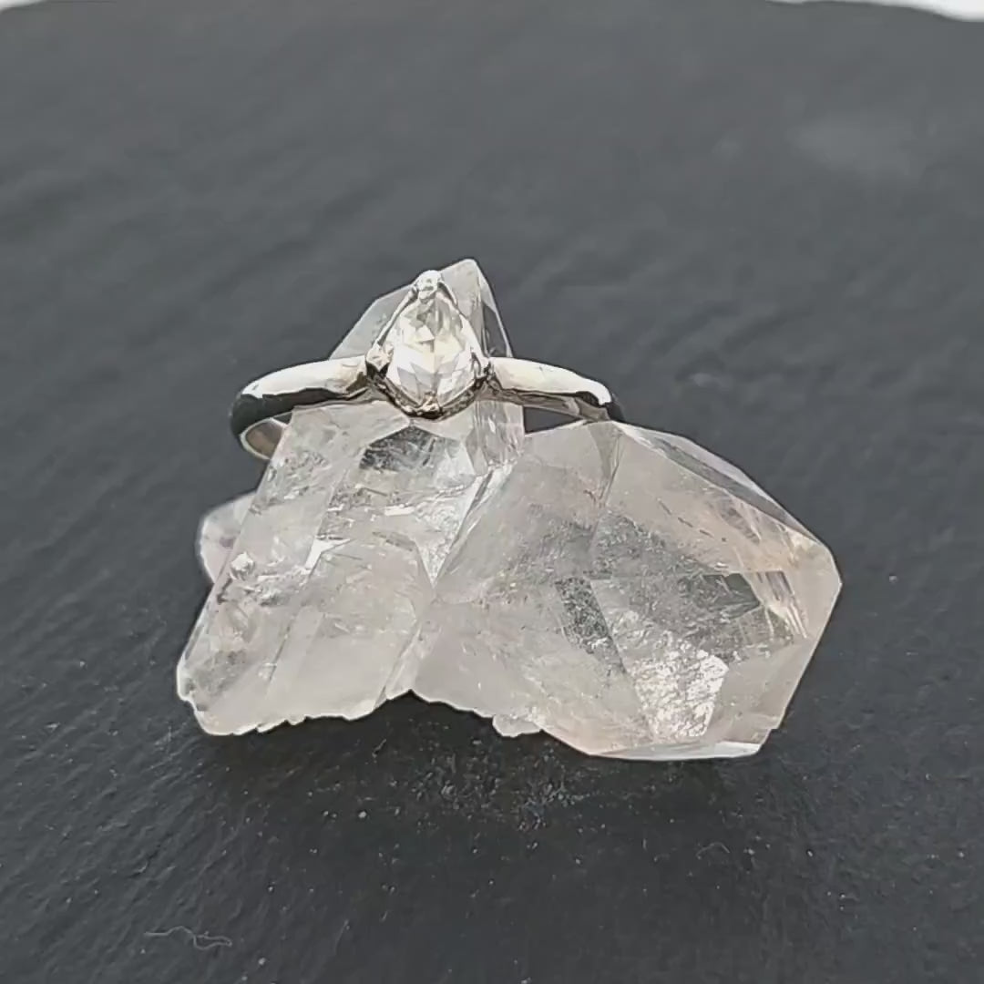 faceted fancy cut white diamond solitaire engagement 18k white gold wedding ring byangeline 1366 Alternative Engagement