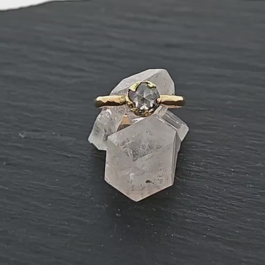 Salt and Pepper Diamond Solitaire Engagement Ring • 18k Yellow Gold • Handmade Wedding Ring byAngeline 1808