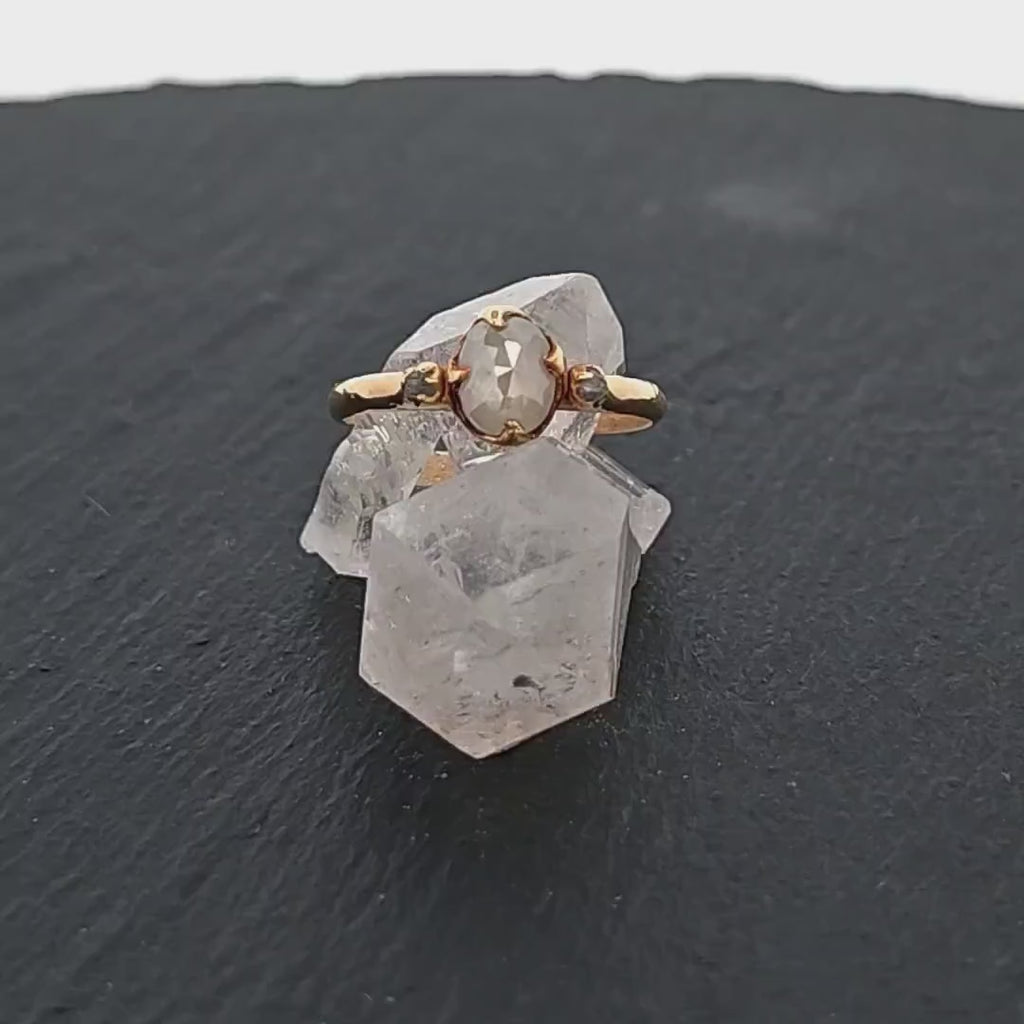 Diamond Engagement Ring • 18k Yellow Gold • Multi stone Wedding Ring • Hnadmade byAngeline 1349