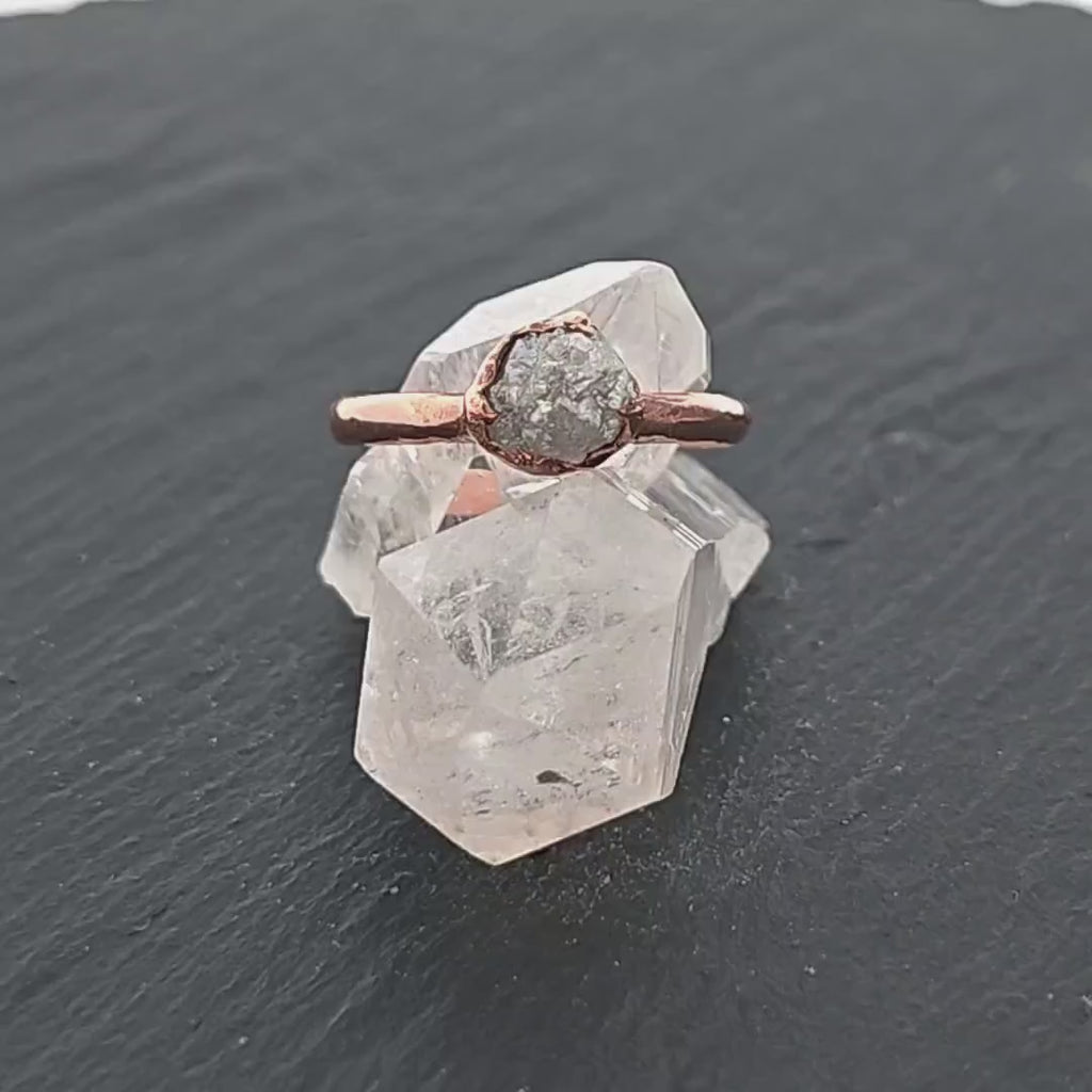 Raw Diamond Engagement Ring Rough Uncut Diamond Solitaire Recycled 14k Rose gold Conflict Free Diamond Wedding Promise 3104